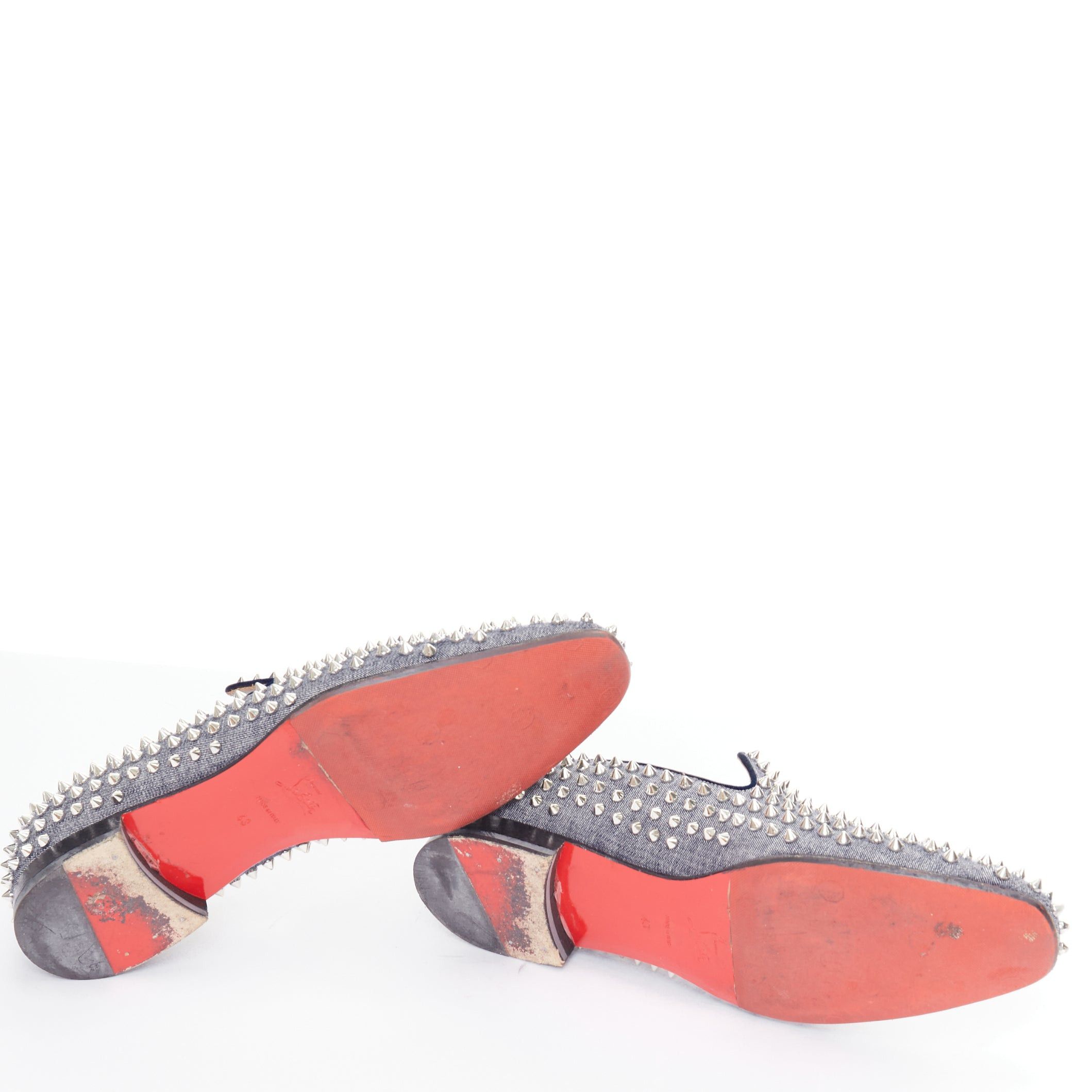 Christian Louboutin CHRISTIAN LOUBOUTIN Dandelion Spikes blue denim silver spike stud slip on loafer EU43 Size US 10 / EU 43 - 12 Thumbnail
