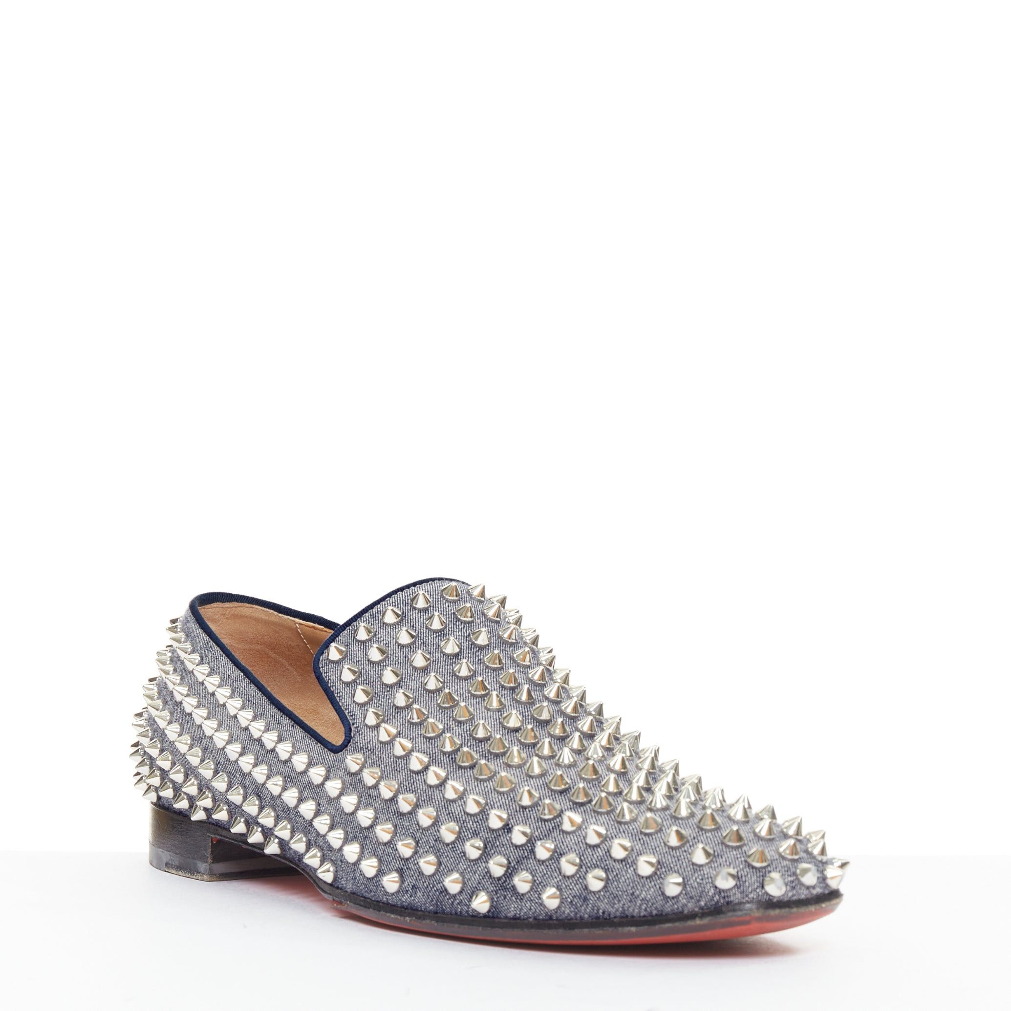 Christian Louboutin CHRISTIAN LOUBOUTIN Dandelion Spikes blue denim silver spike stud slip on loafer EU43 Size US 10 / EU 43 - 3 Thumbnail