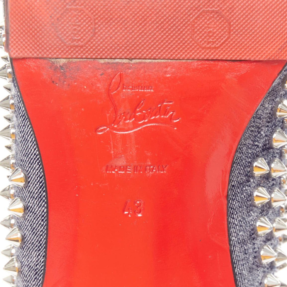 Christian Louboutin CHRISTIAN LOUBOUTIN Dandelion Spikes blue denim silver spike stud slip on loafer EU43 Size US 10 / EU 43 - 11 Thumbnail