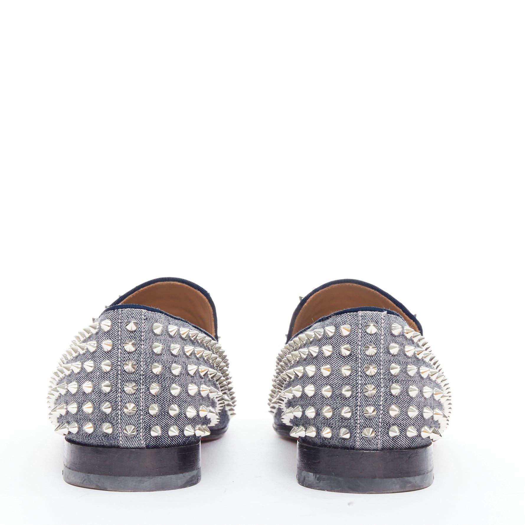 Christian Louboutin CHRISTIAN LOUBOUTIN Dandelion Spikes blue denim silver spike stud slip on loafer EU43 Size US 10 / EU 43 - 6 Thumbnail