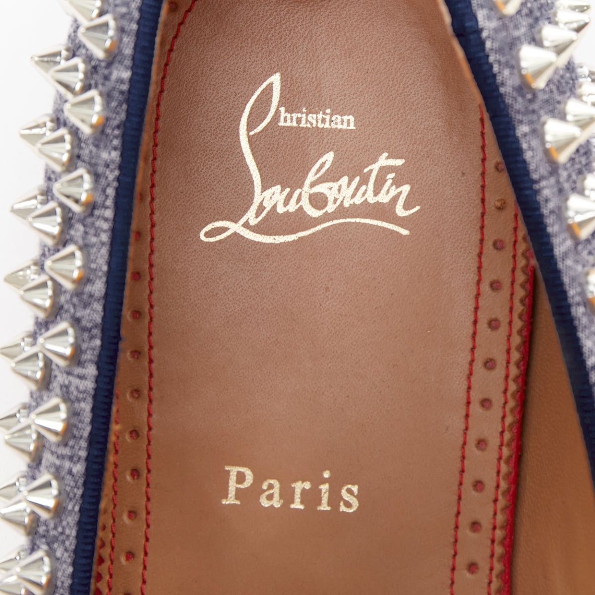 Christian Louboutin CHRISTIAN LOUBOUTIN Dandelion Spikes blue denim silver spike stud slip on loafer EU43 Size US 10 / EU 43 - 10 Thumbnail