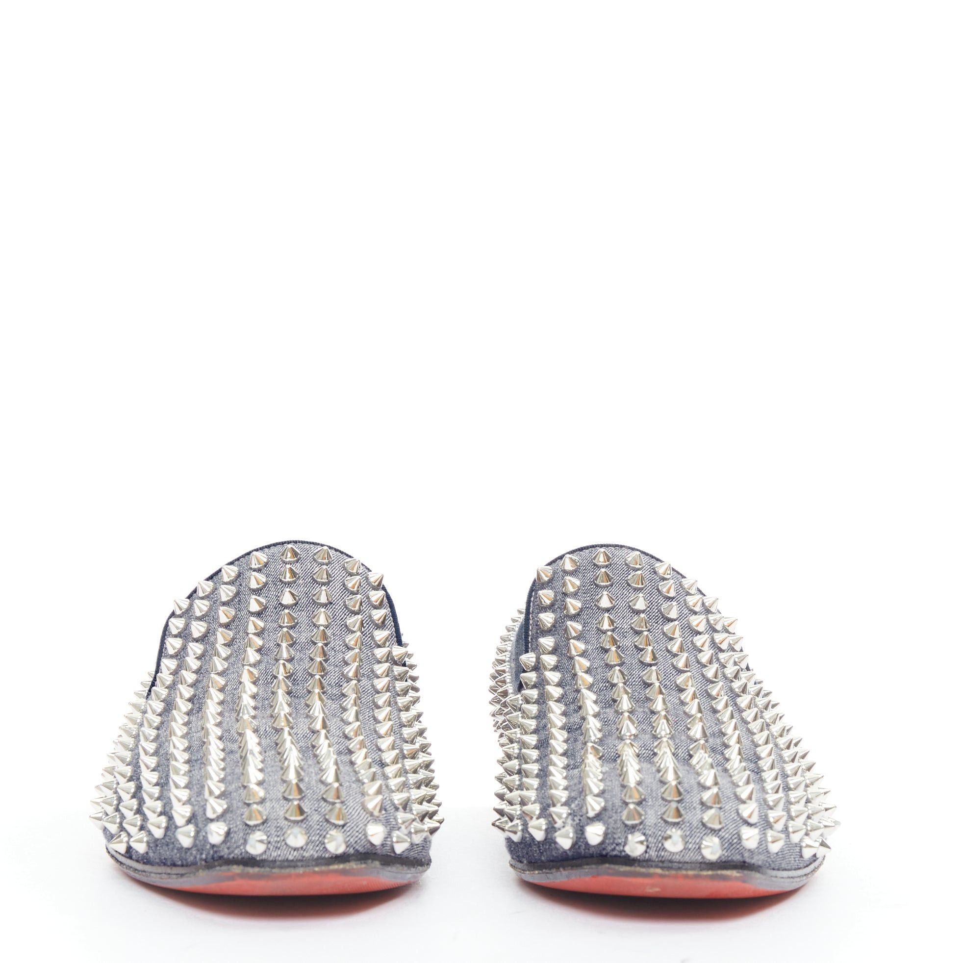 Christian Louboutin CHRISTIAN LOUBOUTIN Dandelion Spikes blue denim silver spike stud slip on loafer EU43 Size US 10 / EU 43 - 4 Thumbnail