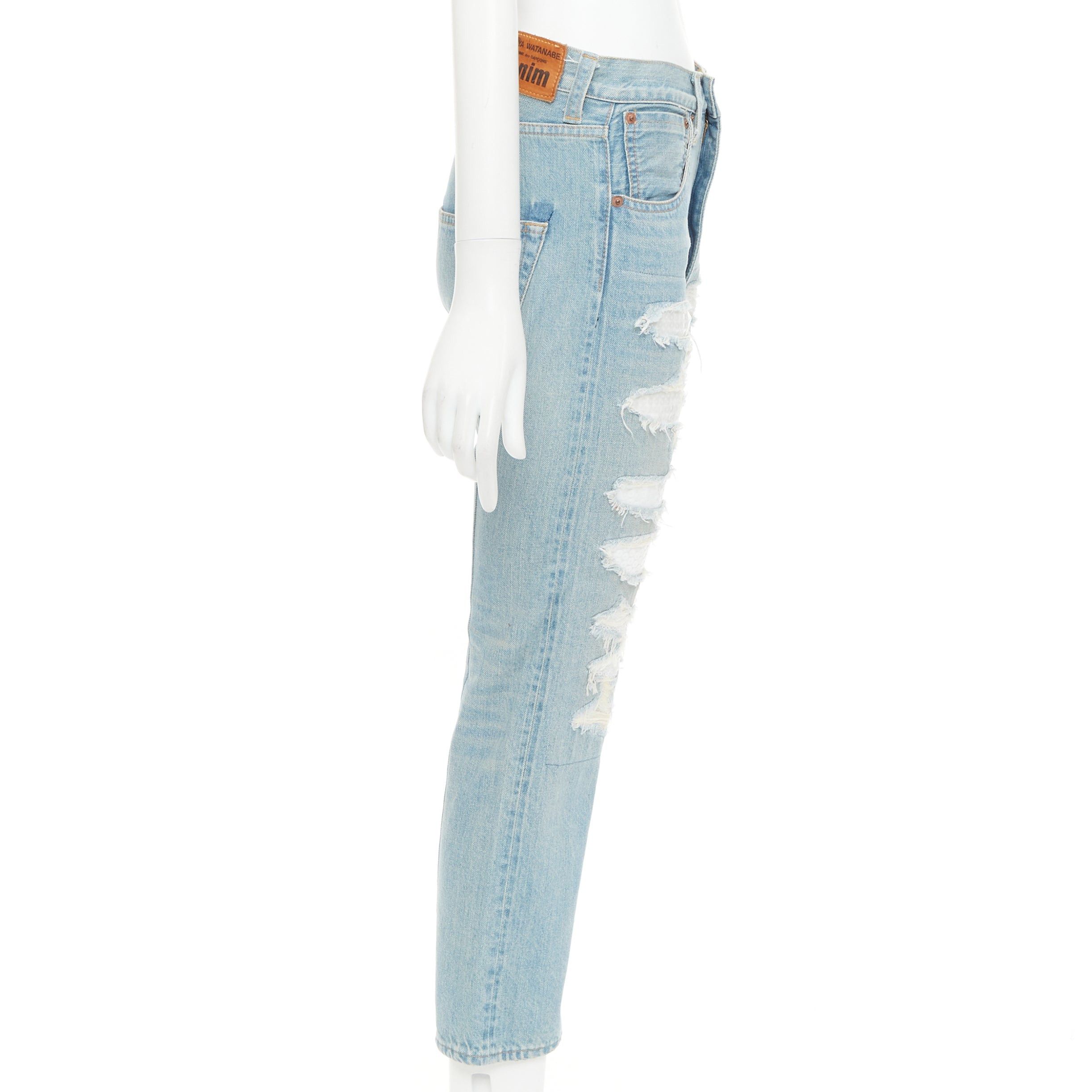 Junya Watanabe JUNYA WATANABE DENIM 2020 light blue white sequin embellished distressed mid rise jeans XS Size 26" / US 2 / IT 38 - 4 Thumbnail