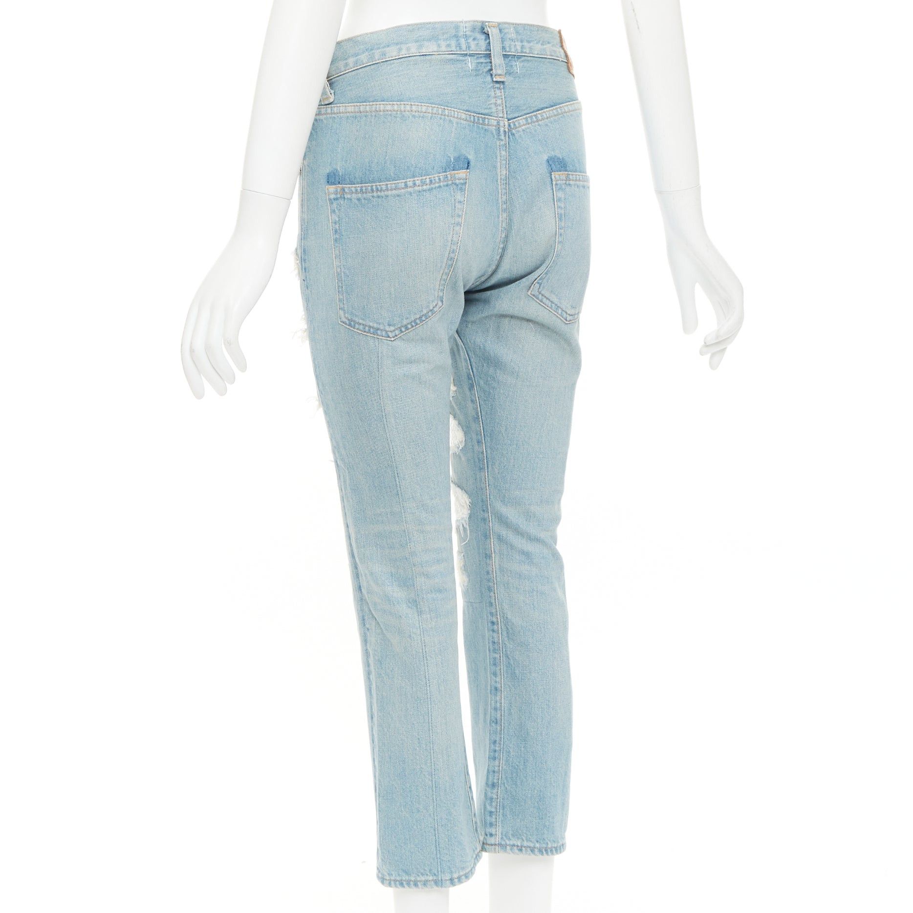 Junya Watanabe JUNYA WATANABE DENIM 2020 light blue white sequin embellished distressed mid rise jeans XS Size 26" / US 2 / IT 38 - 6 Thumbnail