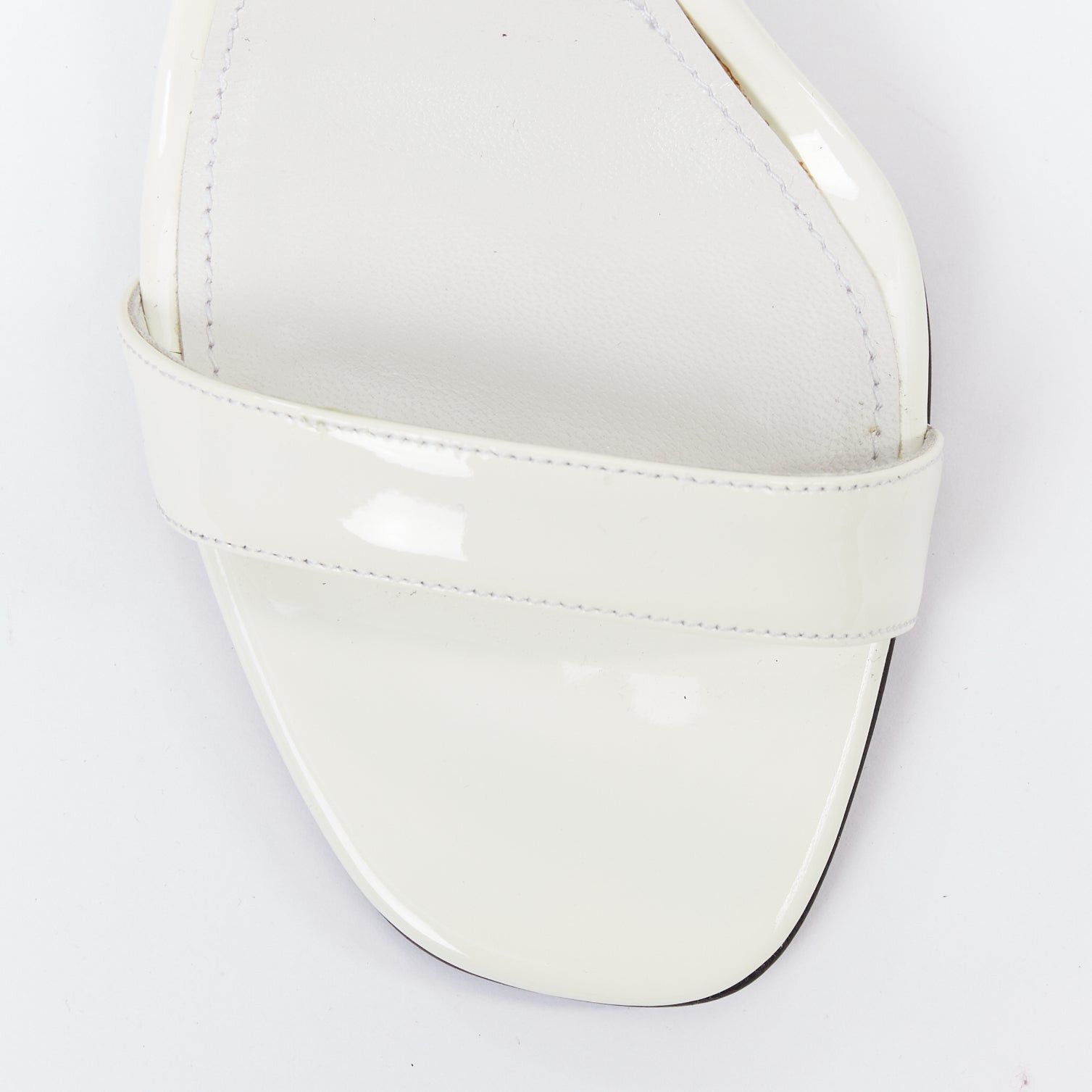 Prada PRADA 2018 Hot Flame Acid Fire white green patent leather mid heel sandal EU36.5 Size US 6.5 / IT 36.5 - 6 Thumbnail