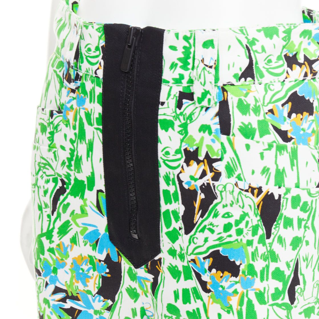 Miu Miu MIU MIU 2018 Runway green multi giraffe print feather hem flared pants IT40 S Natalie Portman Size 27" / US 4 / IT 40 - 2 Thumbnail