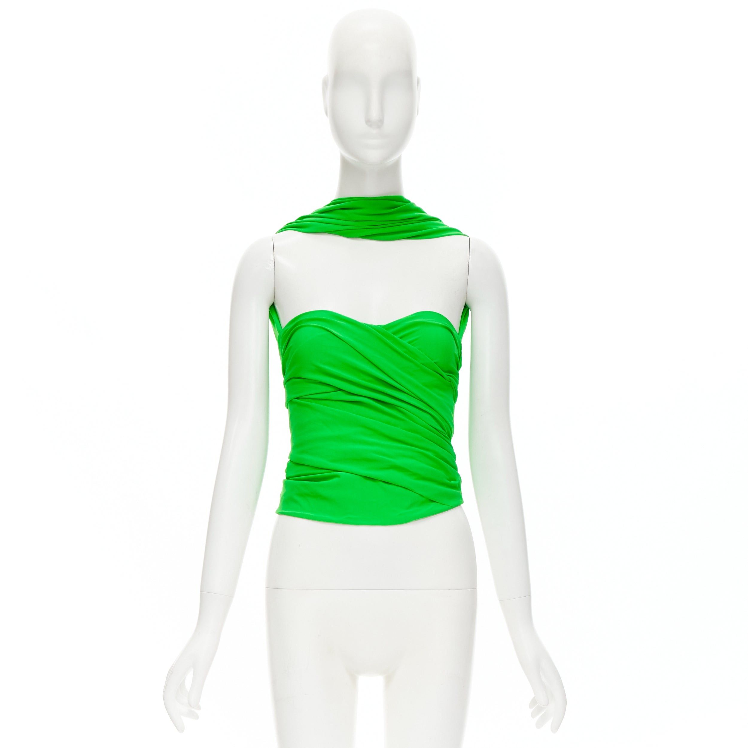 Balenciaga BALENCIAGA 2019 Runway green draped wrap bustier halter top FR36 S Size S / US 4 / IT 40 - 10 Thumbnail