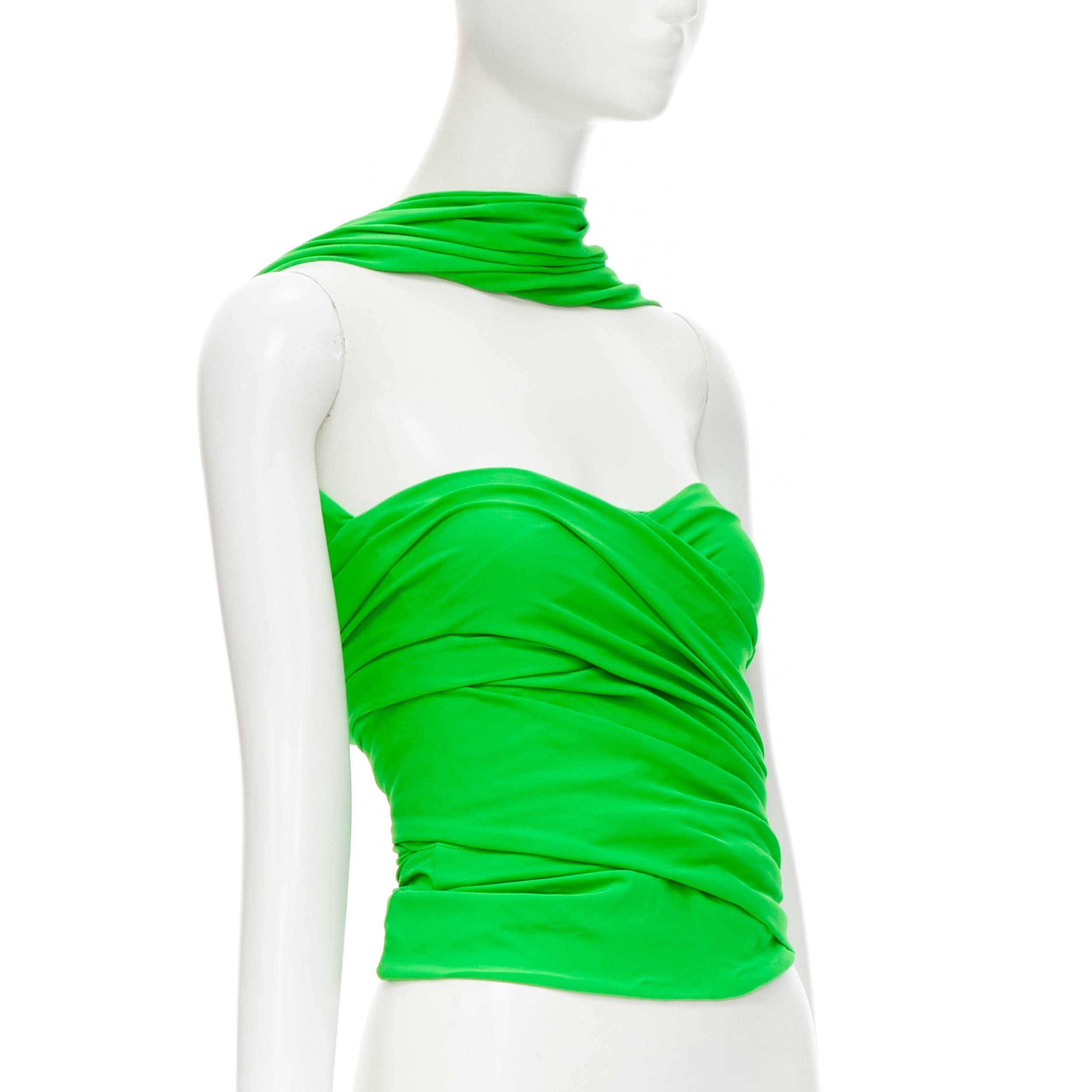 Balenciaga BALENCIAGA 2019 Runway green draped wrap bustier halter top FR36 S Size S / US 4 / IT 40 - 3 Thumbnail