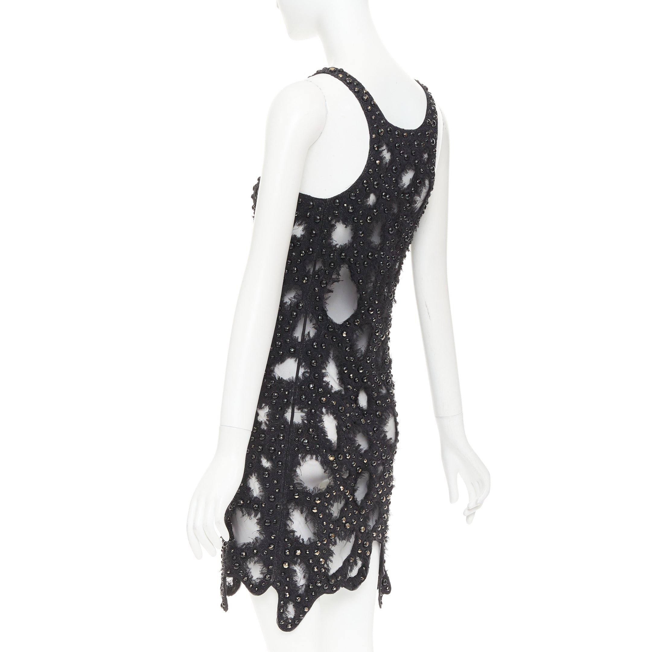 Louis Vuitton LOUIS VUITTON 2024 Runway black beaded sequin tulle distressed cut out tank dress Zendaya Size S / US 4 / IT 40 - 6 Thumbnail