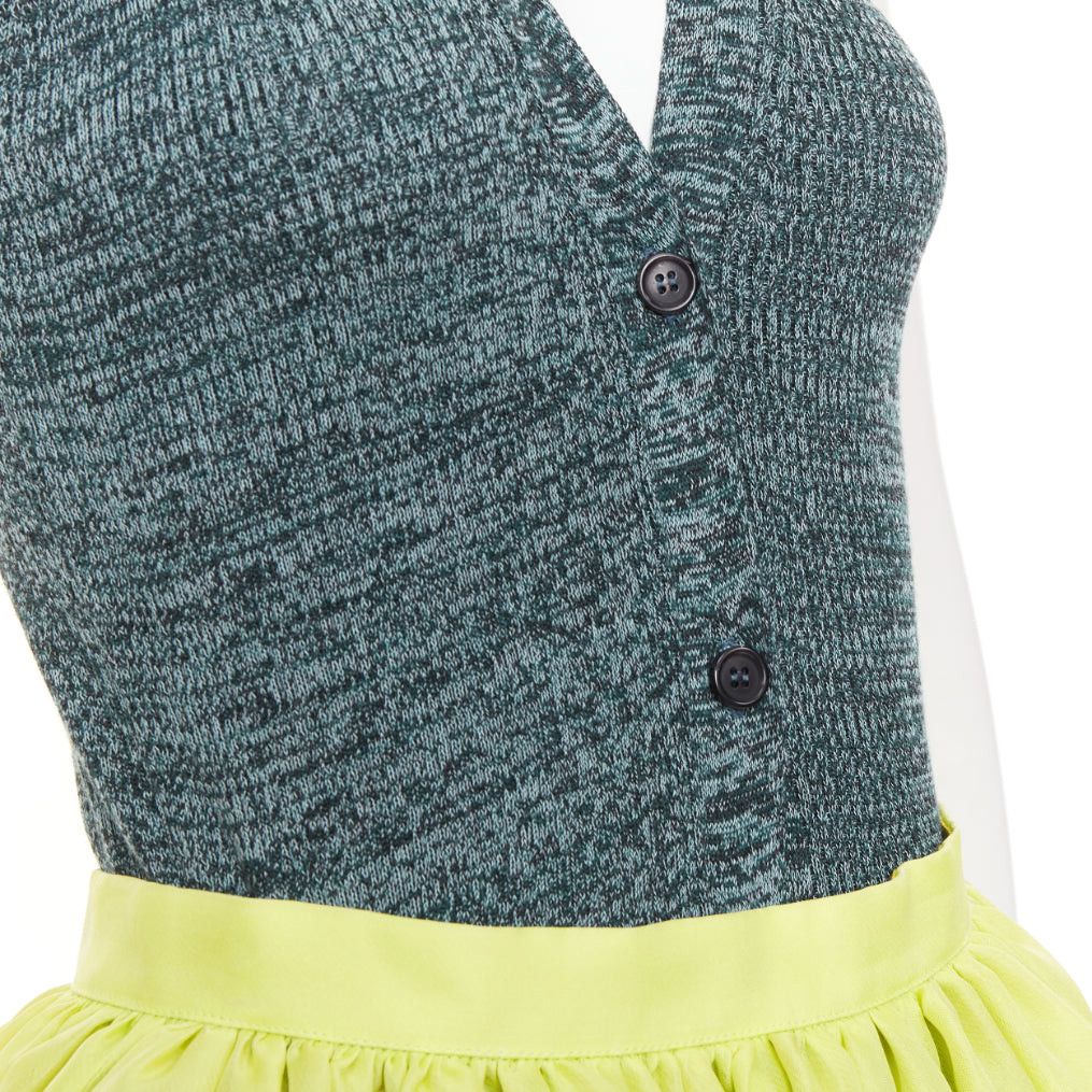 Prada rare PRADA JAMES JEAN 2008 Runway Fairy green print silk organza full skirt knit vest set IT40 S Size S / US 4 / IT 40 - 9 Thumbnail