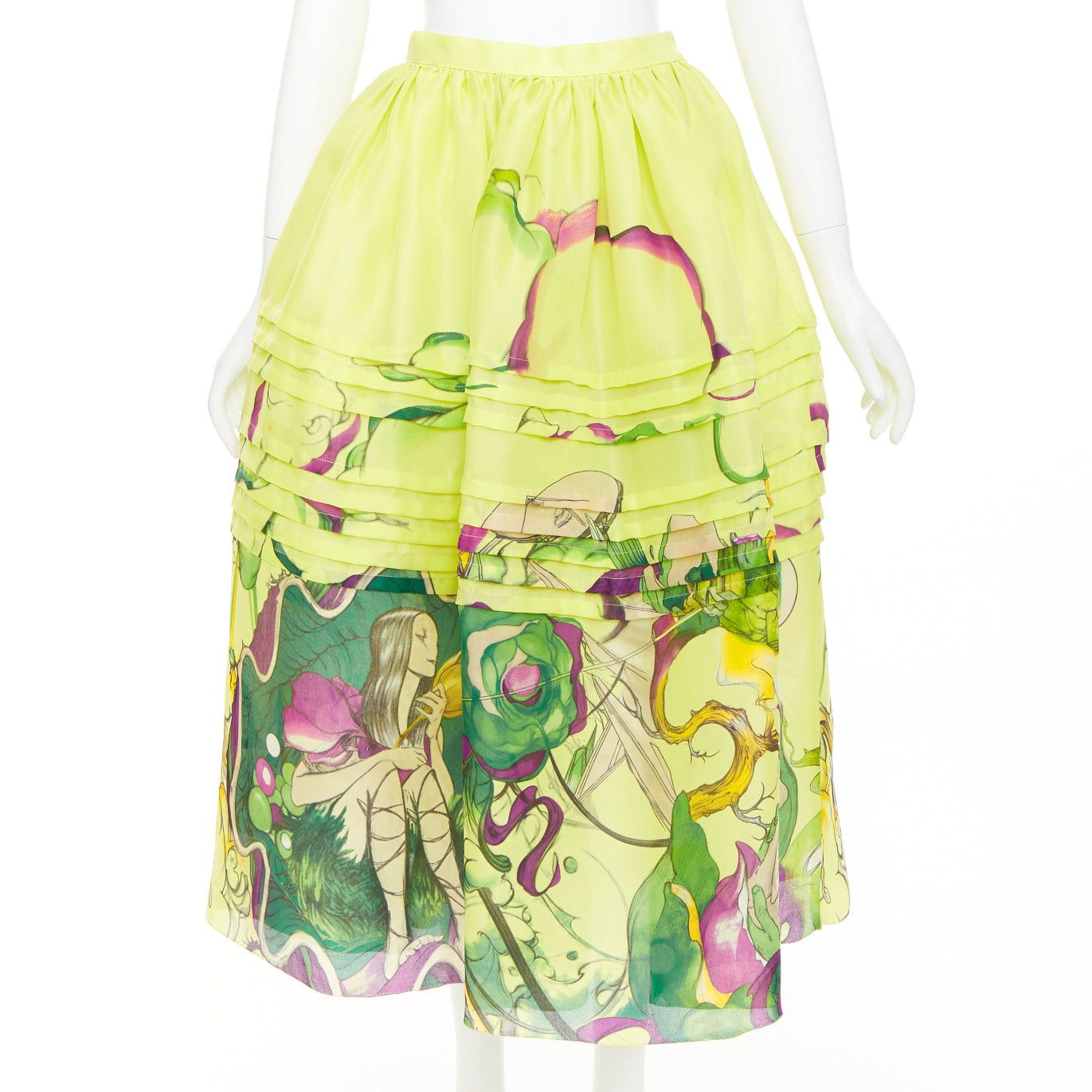 Prada rare PRADA JAMES JEAN 2008 Runway Fairy green print silk organza full skirt knit vest set IT40 S Size S / US 4 / IT 40 - 7 Thumbnail
