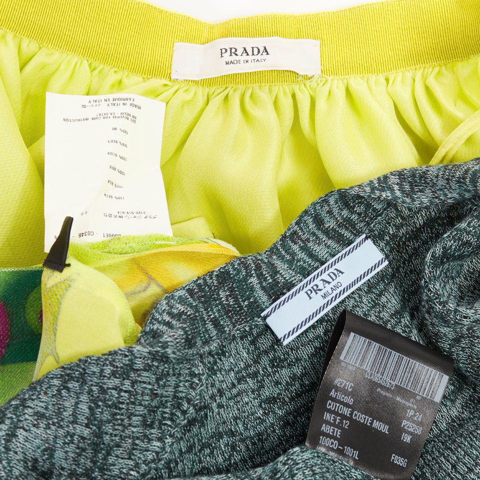 Prada rare PRADA JAMES JEAN 2008 Runway Fairy green print silk organza full skirt knit vest set IT40 S Size S / US 4 / IT 40 - 12 Thumbnail