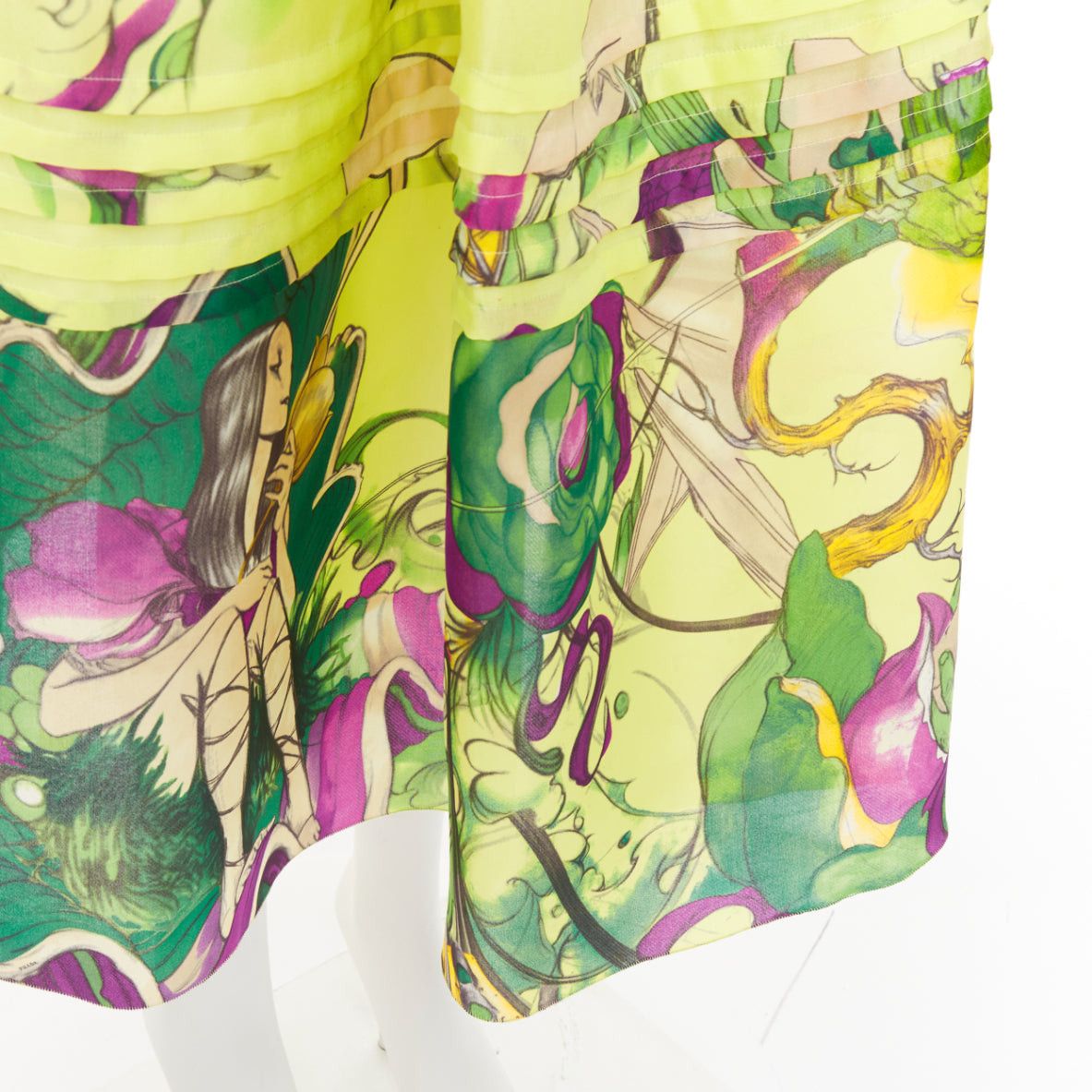 Prada rare PRADA JAMES JEAN 2008 Runway Fairy green print silk organza full skirt knit vest set IT40 S Size S / US 4 / IT 40 - 2 Thumbnail