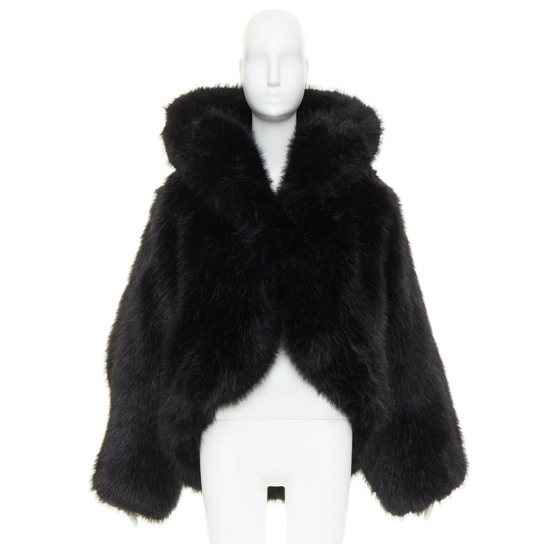 Alexandre Vauthier rare ALEXANDRE VAUTHIER COUTURE SS2023 Runway black faux fur oversized cocoon coat Size L / US 10 / IT 46 - 11 Thumbnail