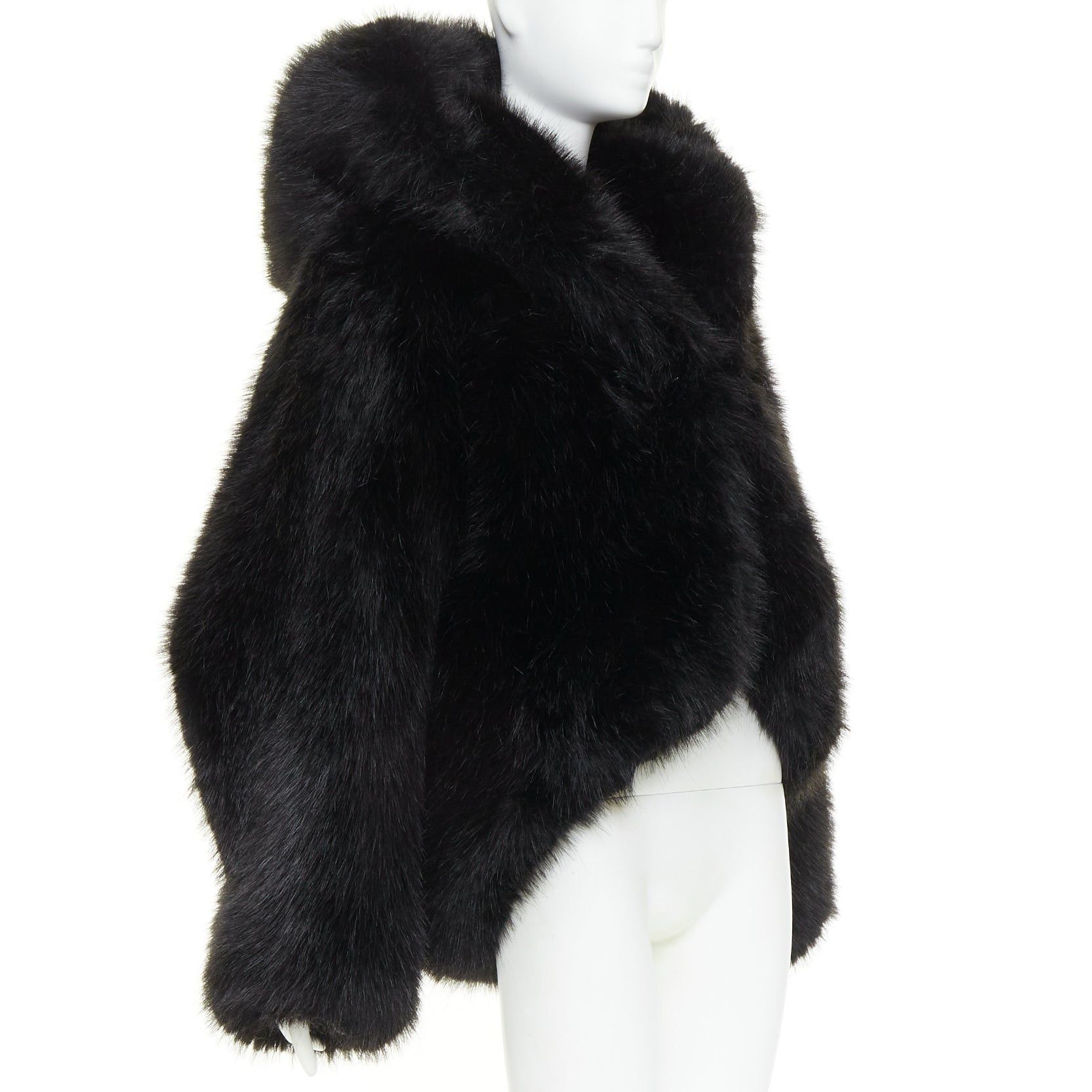 Alexandre Vauthier rare ALEXANDRE VAUTHIER COUTURE SS2023 Runway black faux fur oversized cocoon coat Size L / US 10 / IT 46 - 3 Thumbnail
