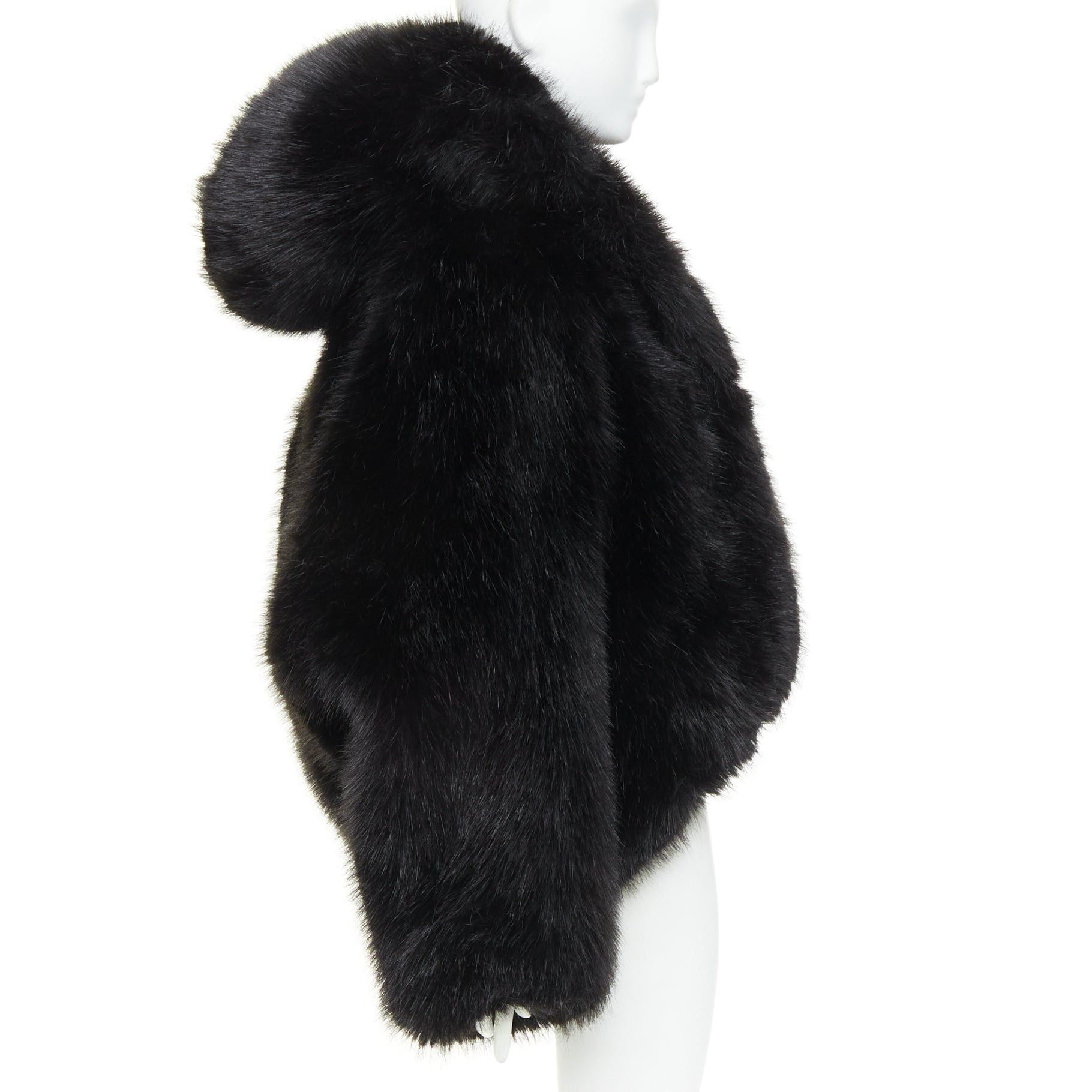 Alexandre Vauthier rare ALEXANDRE VAUTHIER COUTURE SS2023 Runway black faux fur oversized cocoon coat Size L / US 10 / IT 46 - 4 Thumbnail