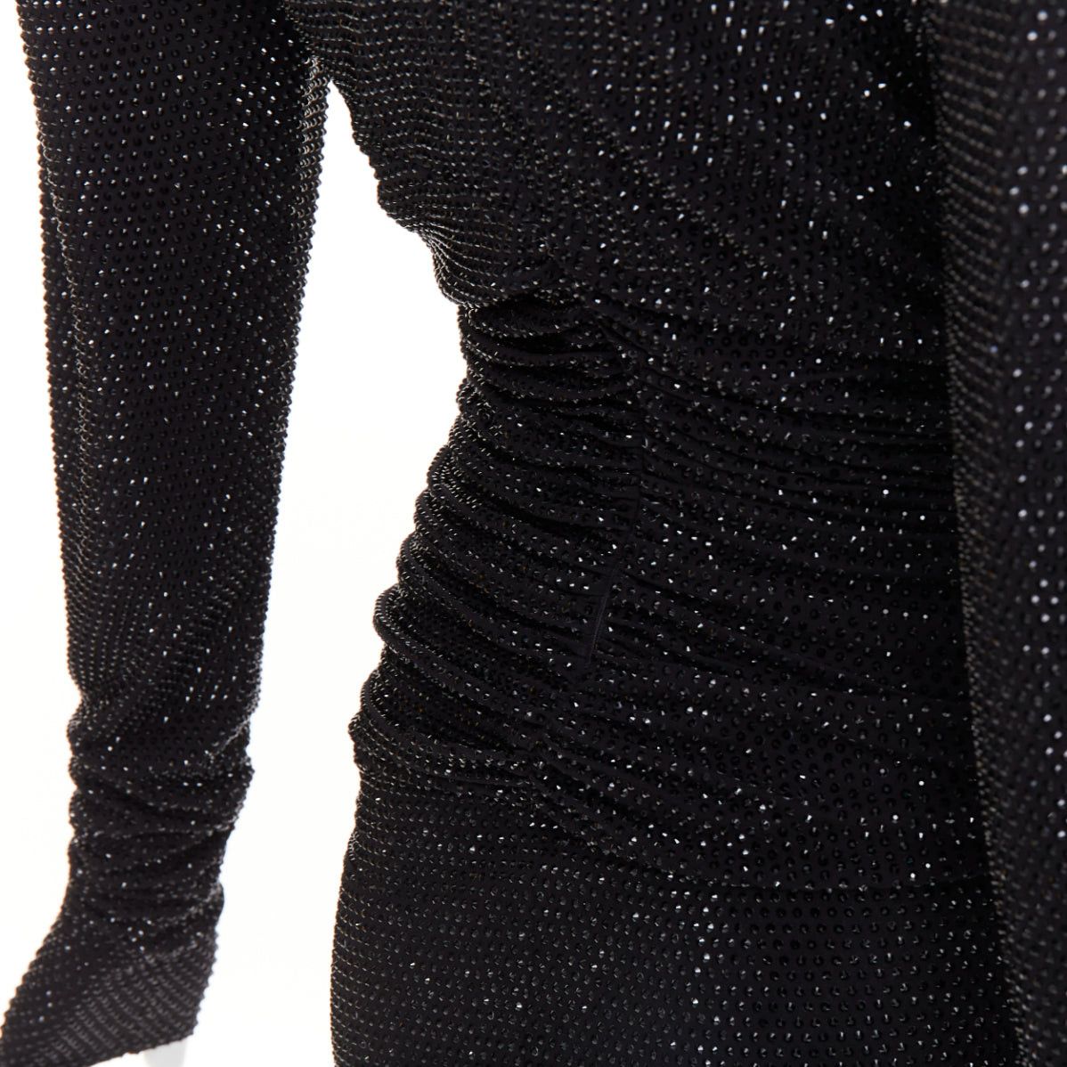 Alexandre Vauthier ALEXANDRE VAUTHIER black strass crystal Power shoulder padded wrap draped slit gown dress Size S / US 4 / IT 40 - 9 Thumbnail