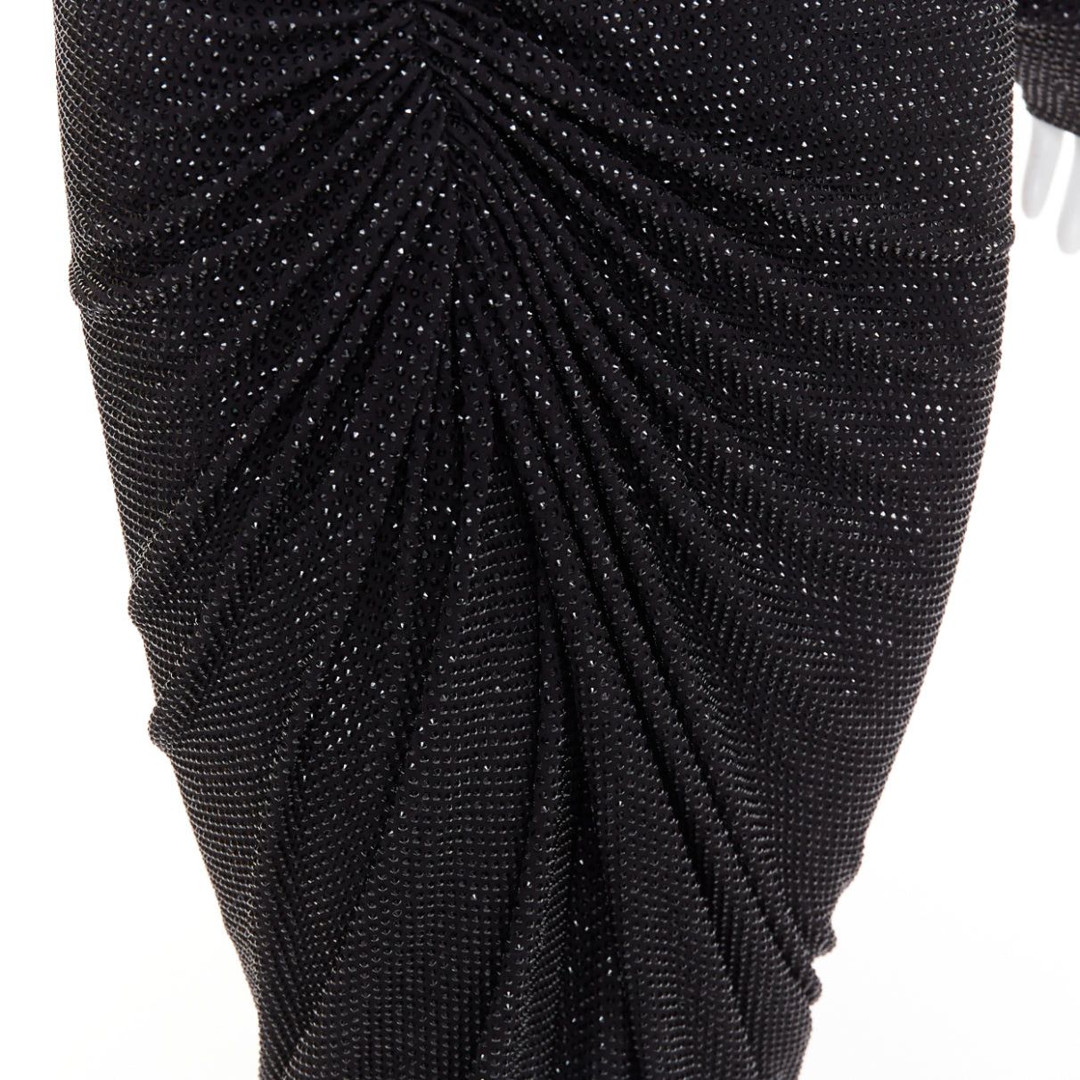 Alexandre Vauthier ALEXANDRE VAUTHIER black strass crystal Power shoulder padded wrap draped slit gown dress Size S / US 4 / IT 40 - 8 Thumbnail