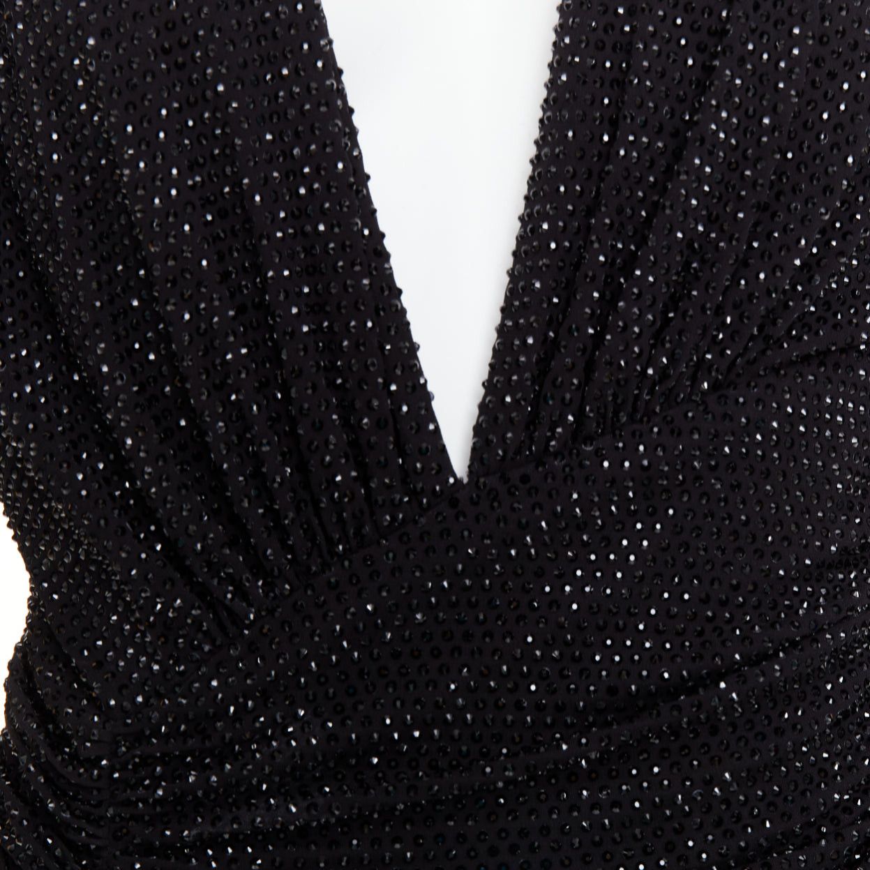 Alexandre Vauthier ALEXANDRE VAUTHIER black strass crystal Power shoulder padded wrap draped slit gown dress Size S / US 4 / IT 40 - 2 Thumbnail