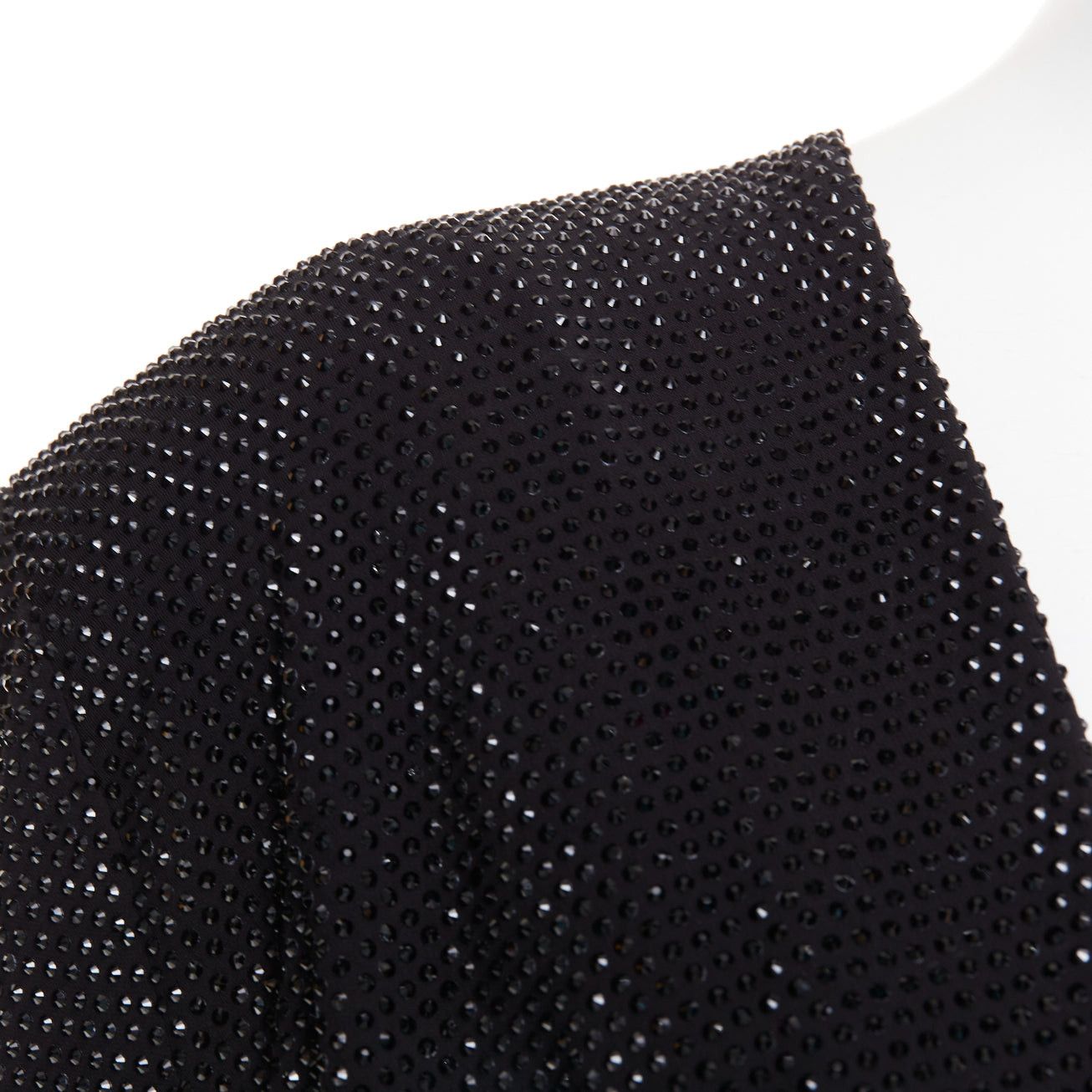 Alexandre Vauthier ALEXANDRE VAUTHIER black strass crystal Power shoulder padded wrap draped slit gown dress Size S / US 4 / IT 40 - 7 Thumbnail