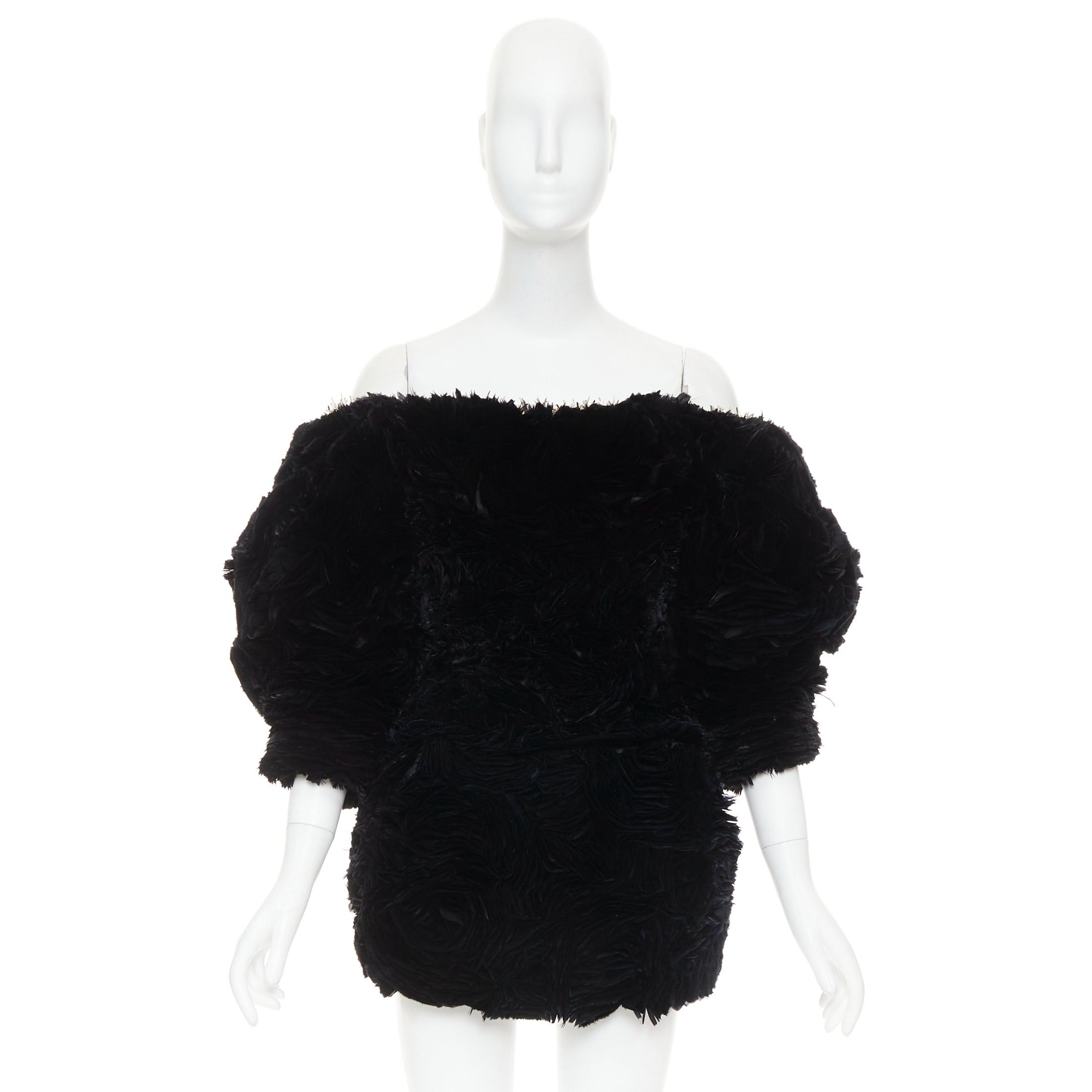 Alexandre Vauthier rare ALEXANDRE VAUTHIER COUTURE SS2020 Runway Maison Lemarie black laser cut feather rosette petal embellished dress Size S / US 4 / IT 40 - 13 Thumbnail
