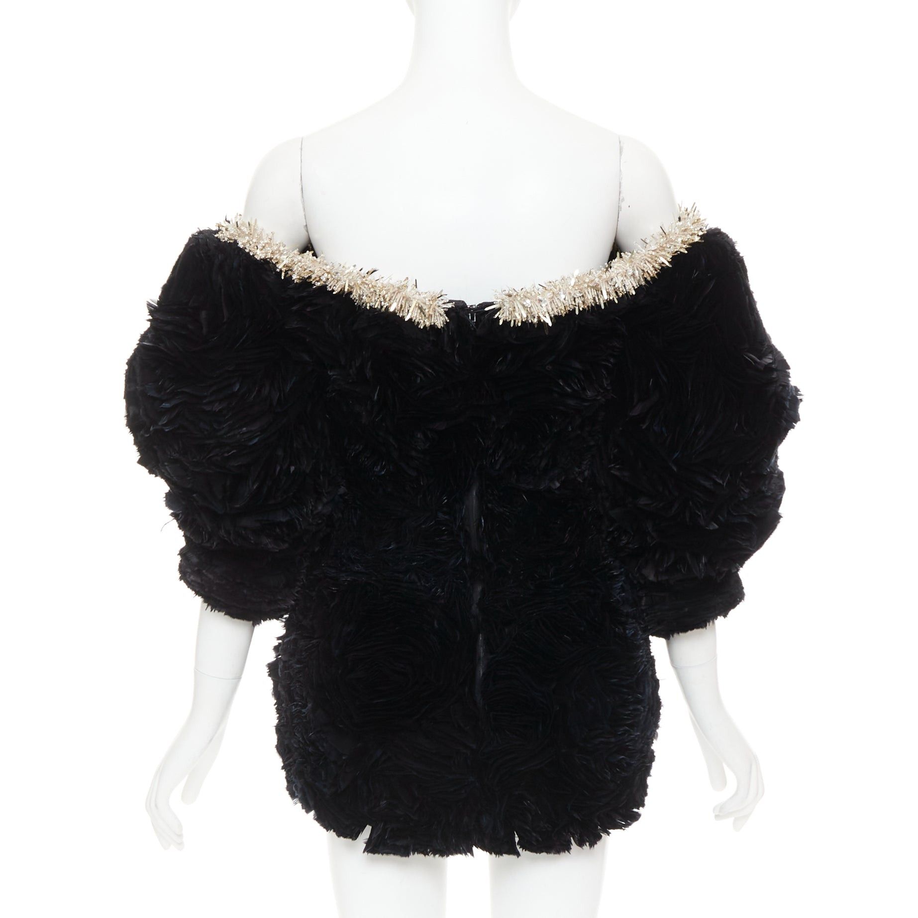 Alexandre Vauthier rare ALEXANDRE VAUTHIER COUTURE SS2020 Runway Maison Lemarie black laser cut feather rosette petal embellished dress Size S / US 4 / IT 40 - 5 Thumbnail