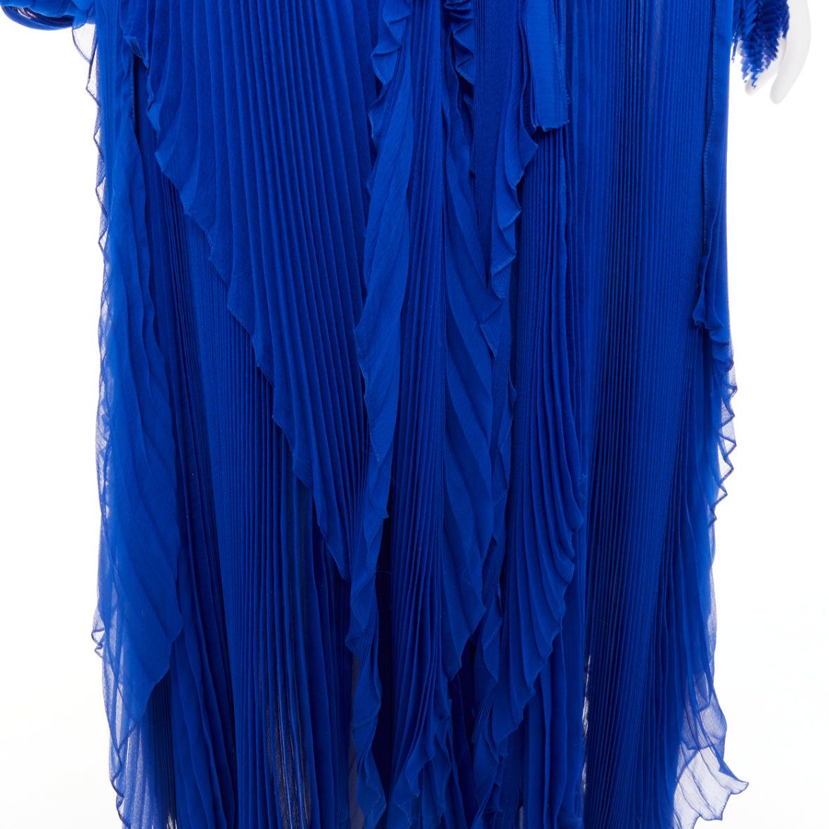 Alexandre Vauthier rare ALEXANDRE VAUTHIER COUTURE AW2022 Runway Maison Lognon cobalt blue floral pleated ethereal dress Size S / US 4 / IT 40 - 9 Thumbnail
