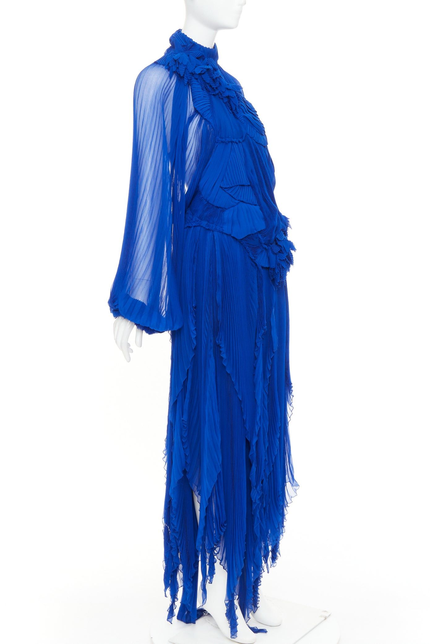 Alexandre Vauthier rare ALEXANDRE VAUTHIER COUTURE AW2022 Runway Maison Lognon cobalt blue floral pleated ethereal dress Size S / US 4 / IT 40 - 3 Thumbnail