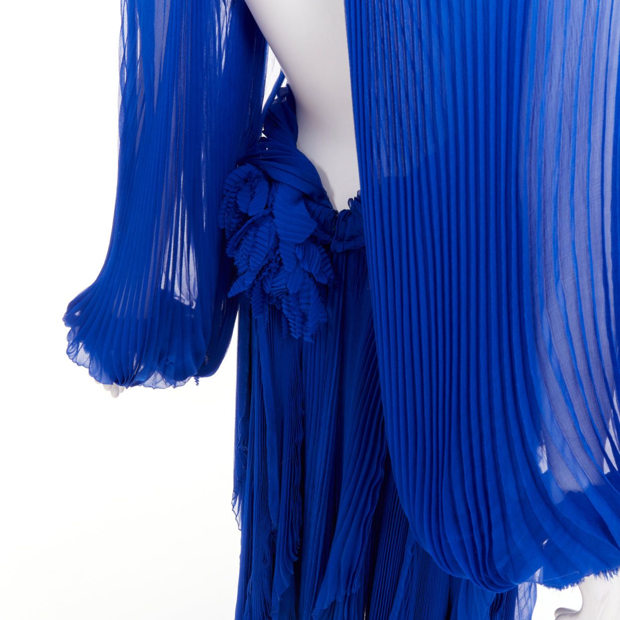 Alexandre Vauthier rare ALEXANDRE VAUTHIER COUTURE AW2022 Runway Maison Lognon cobalt blue floral pleated ethereal dress Size S / US 4 / IT 40 - 11 Thumbnail
