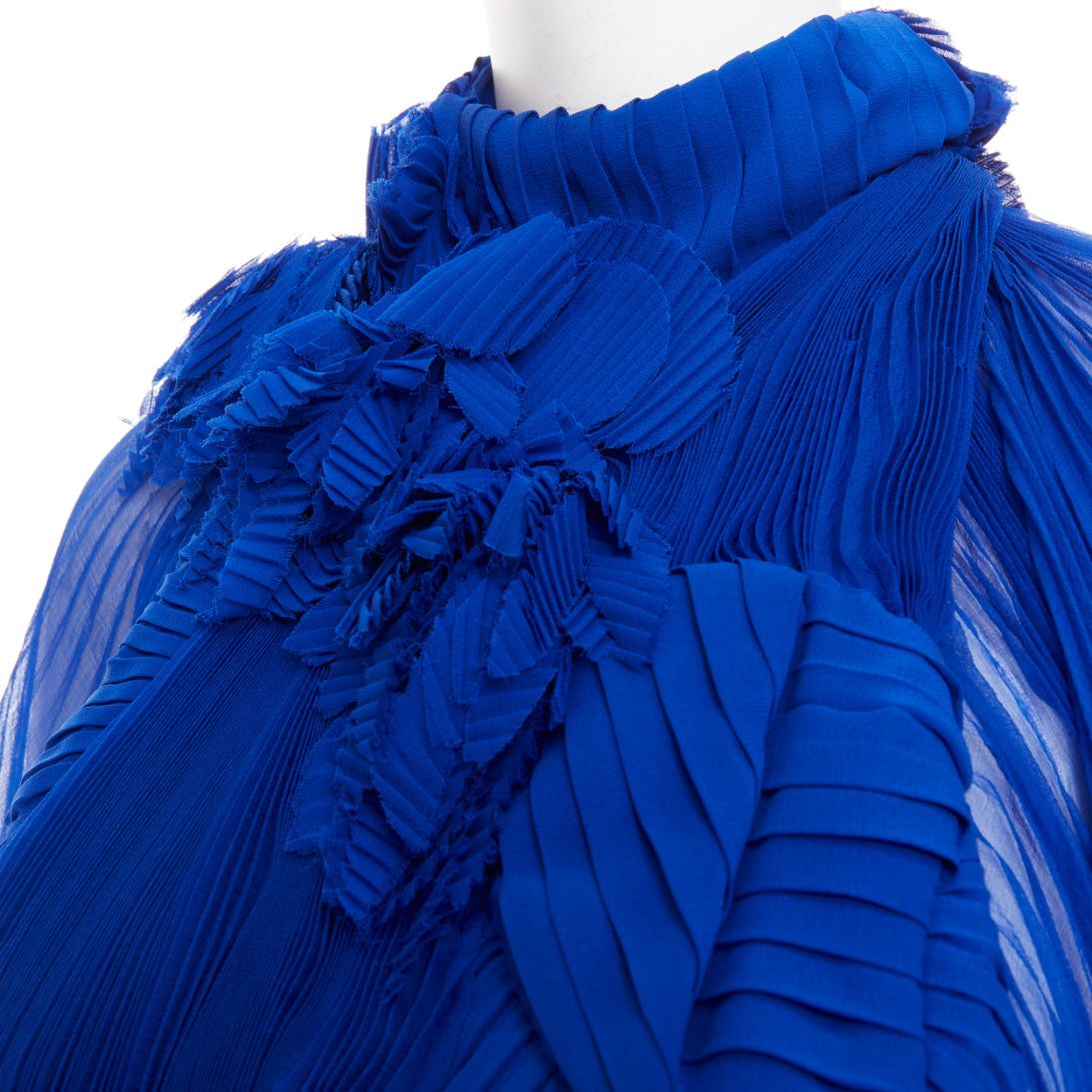 Alexandre Vauthier rare ALEXANDRE VAUTHIER COUTURE AW2022 Runway Maison Lognon cobalt blue floral pleated ethereal dress Size S / US 4 / IT 40 - 2 Thumbnail