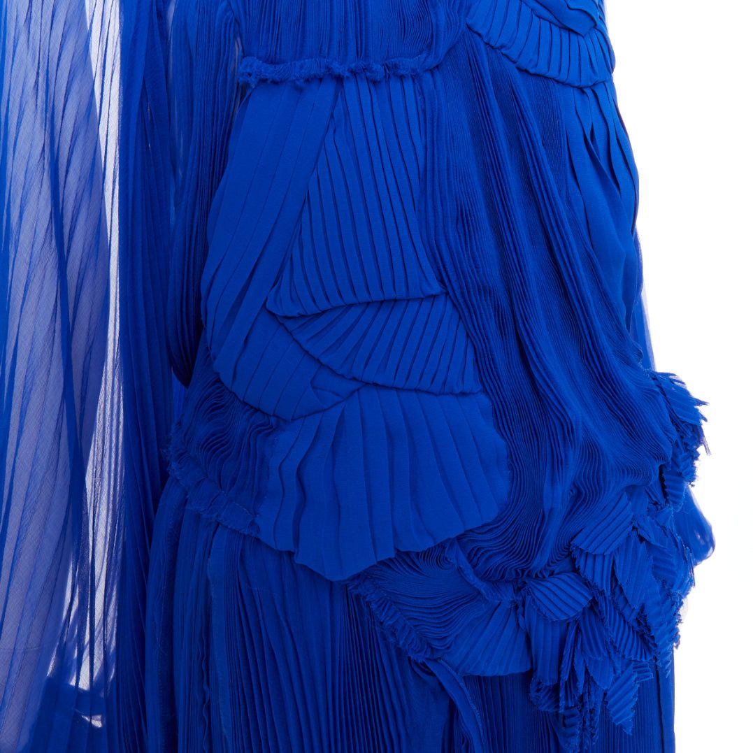 Alexandre Vauthier rare ALEXANDRE VAUTHIER COUTURE AW2022 Runway Maison Lognon cobalt blue floral pleated ethereal dress Size S / US 4 / IT 40 - 8 Thumbnail