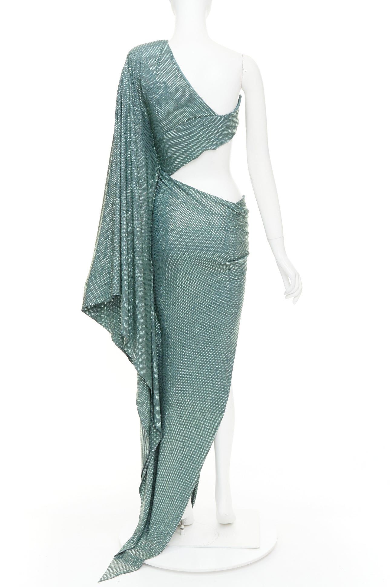 Alexandre Vauthier rare ALEXANDRE VAUTHIER COUTURE SS2022 Runway green strass crystal cut out asymmetric drape dress Size S / US 4 / IT 40 - 5 Thumbnail