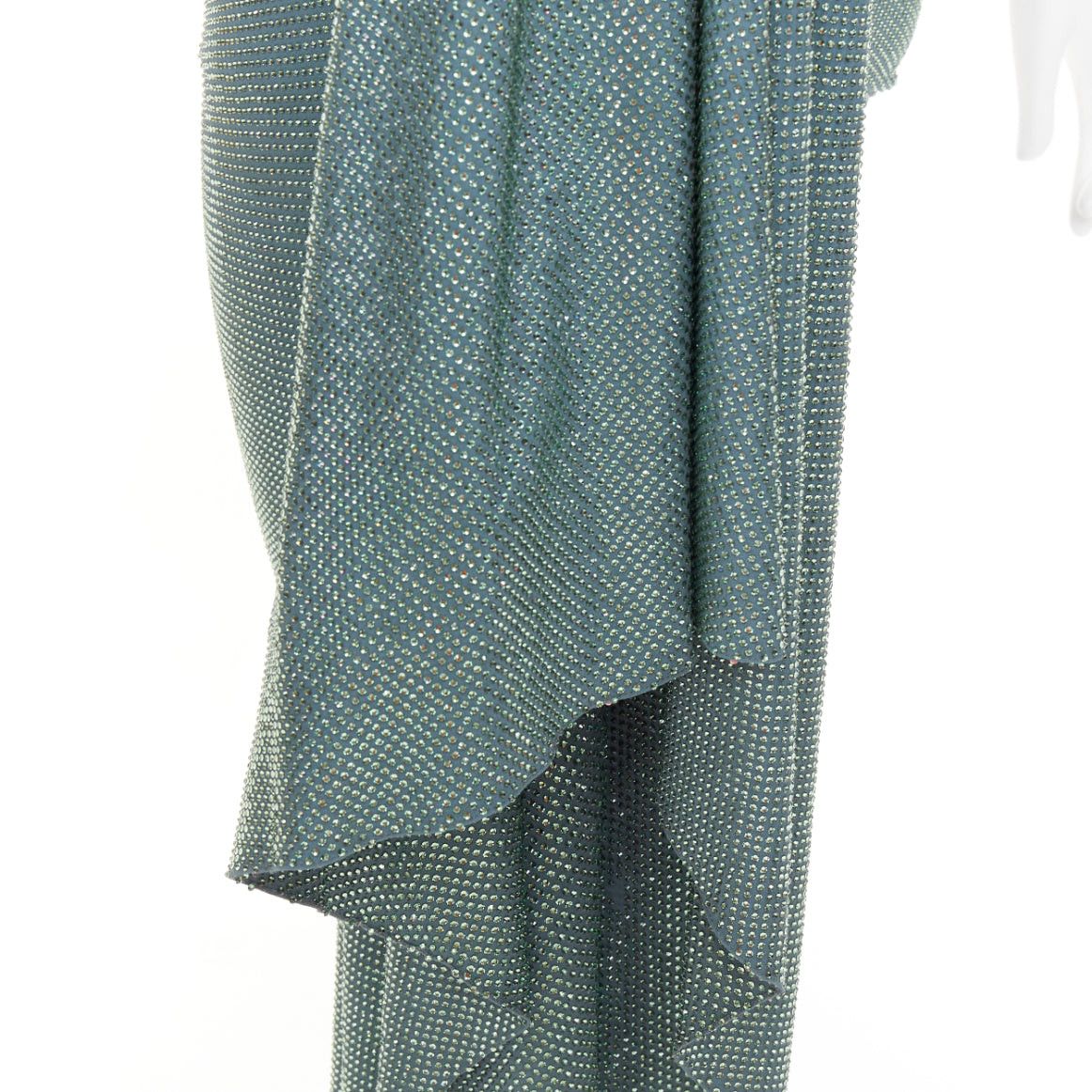 Alexandre Vauthier rare ALEXANDRE VAUTHIER COUTURE SS2022 Runway green strass crystal cut out asymmetric drape dress Size S / US 4 / IT 40 - 7 Thumbnail