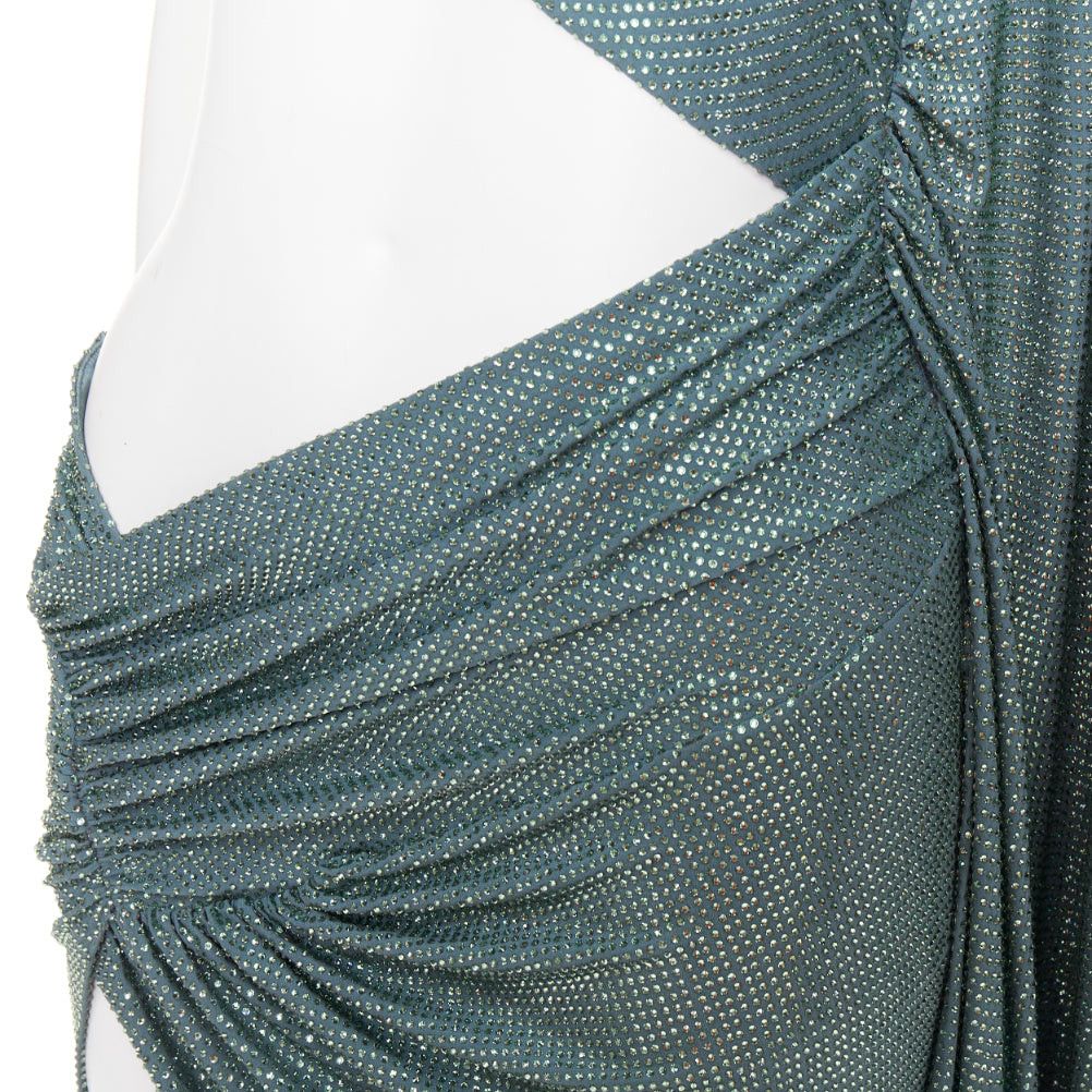 Alexandre Vauthier rare ALEXANDRE VAUTHIER COUTURE SS2022 Runway green strass crystal cut out asymmetric drape dress Size S / US 4 / IT 40 - 2 Thumbnail