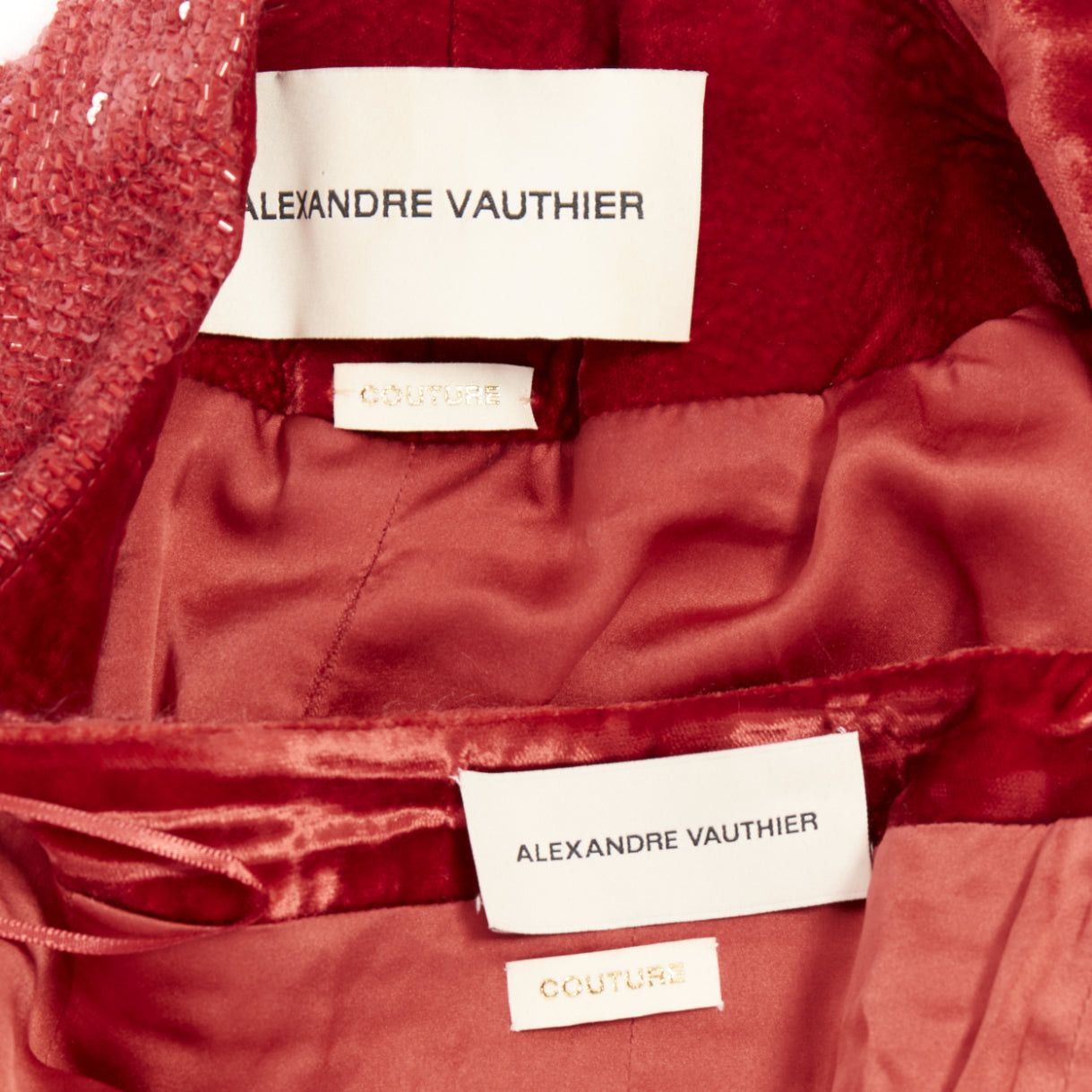 Alexandre Vauthier ALEXANDRE VAUTHIER COUTURE SS2022 Runway red gradient bead sequin pailette belted peplum jacket skirt Size S / US 4 / IT 40 - 12 Thumbnail