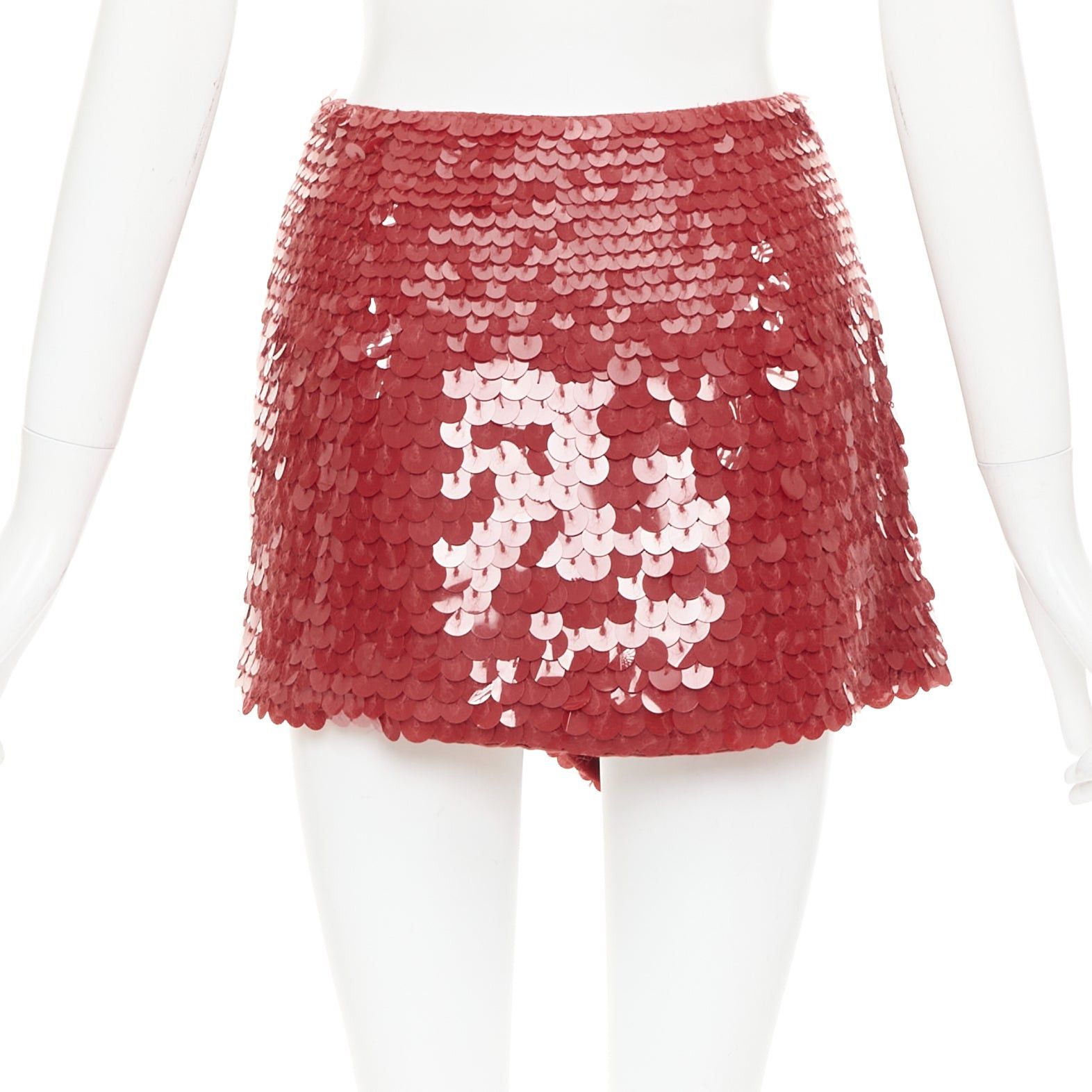 Alexandre Vauthier ALEXANDRE VAUTHIER COUTURE SS2022 Runway red gradient bead sequin pailette belted peplum jacket skirt Size S / US 4 / IT 40 - 8 Thumbnail
