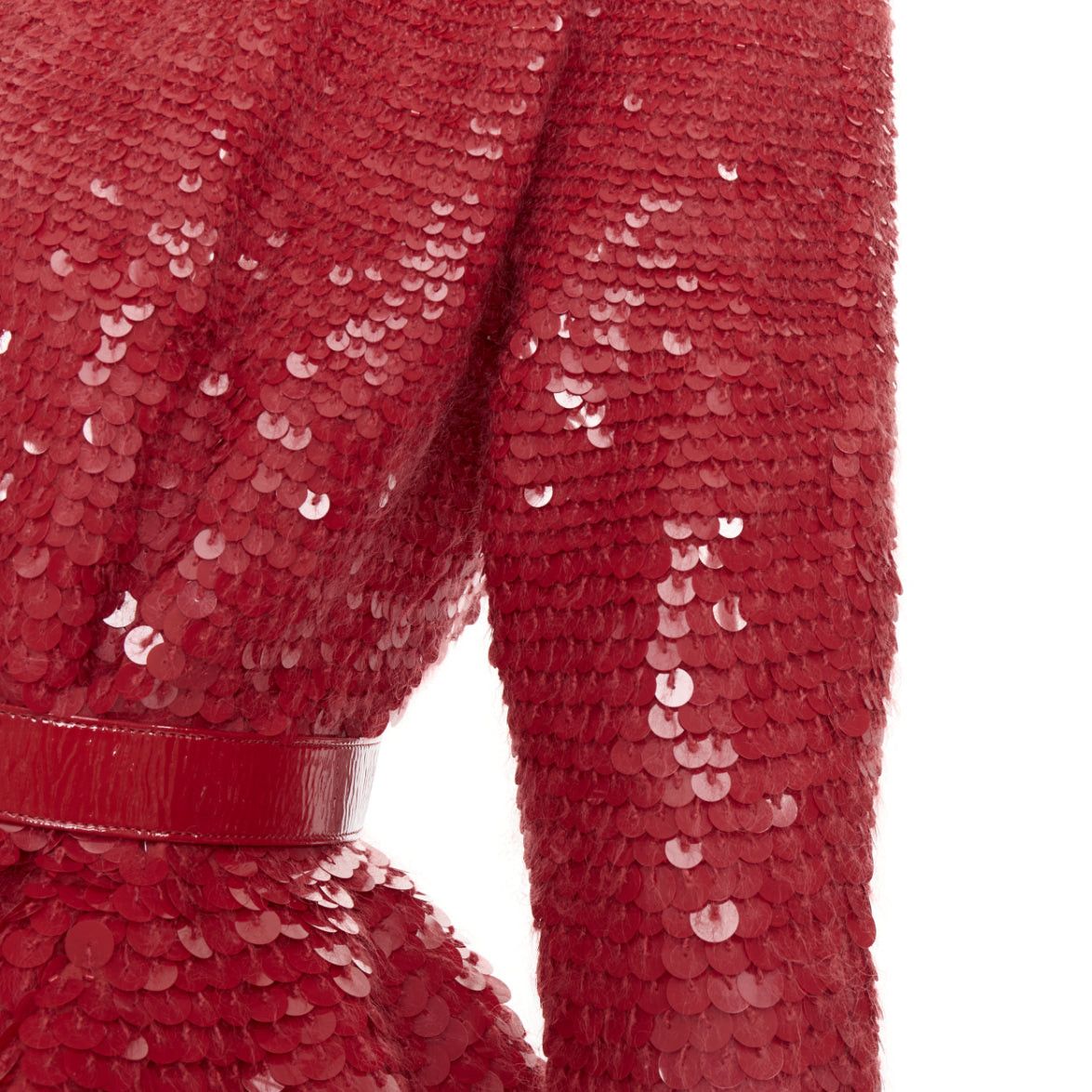 Alexandre Vauthier ALEXANDRE VAUTHIER COUTURE SS2022 Runway red gradient bead sequin pailette belted peplum jacket skirt Size S / US 4 / IT 40 - 9 Thumbnail