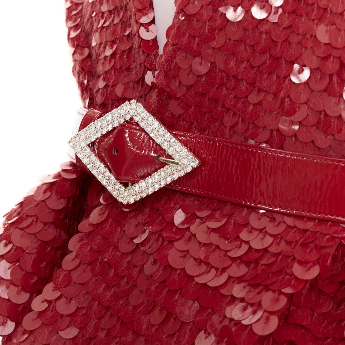 Alexandre Vauthier ALEXANDRE VAUTHIER COUTURE SS2022 Runway red gradient bead sequin pailette belted peplum jacket skirt Size S / US 4 / IT 40 - 2 Thumbnail