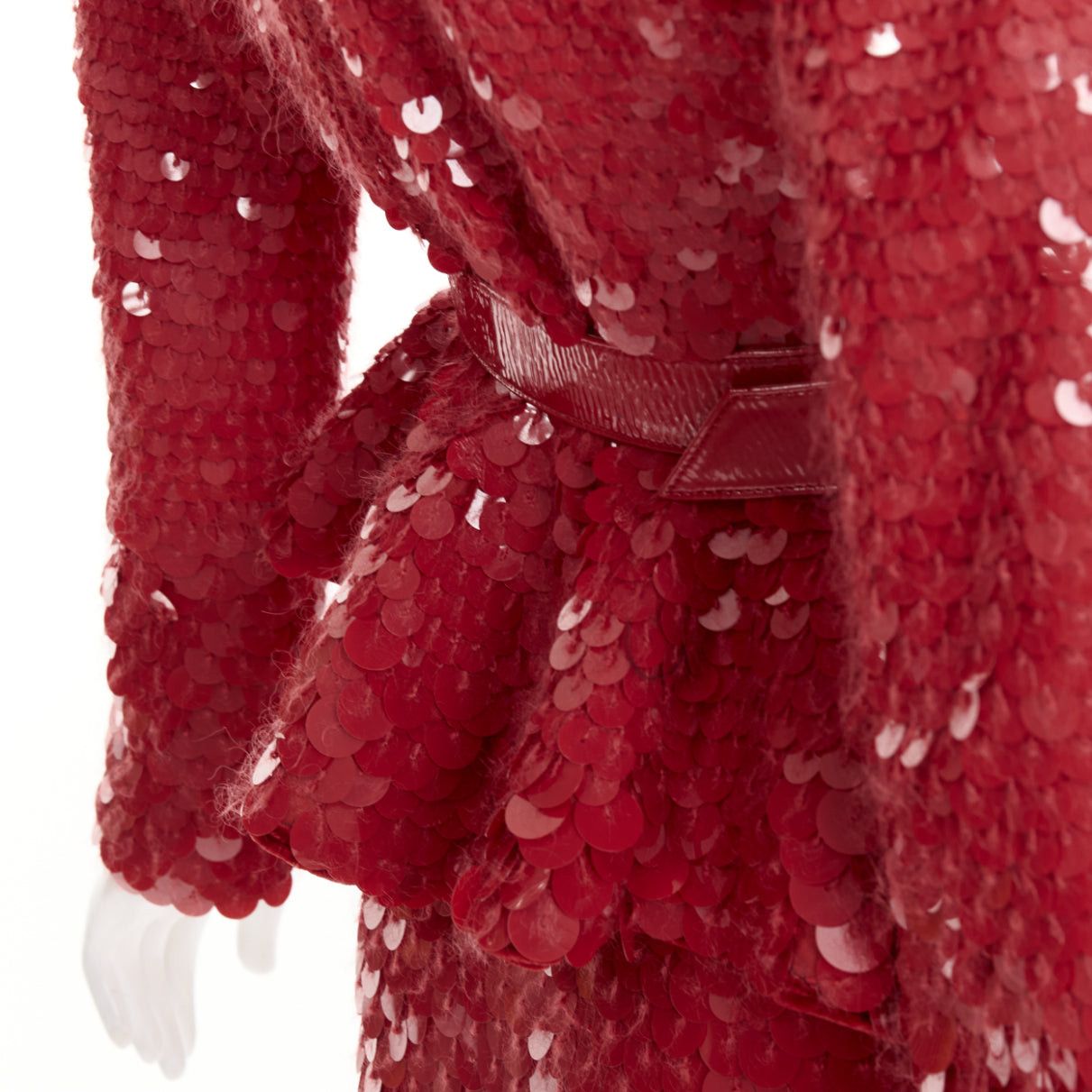 Alexandre Vauthier ALEXANDRE VAUTHIER COUTURE SS2022 Runway red gradient bead sequin pailette belted peplum jacket skirt Size S / US 4 / IT 40 - 11 Thumbnail