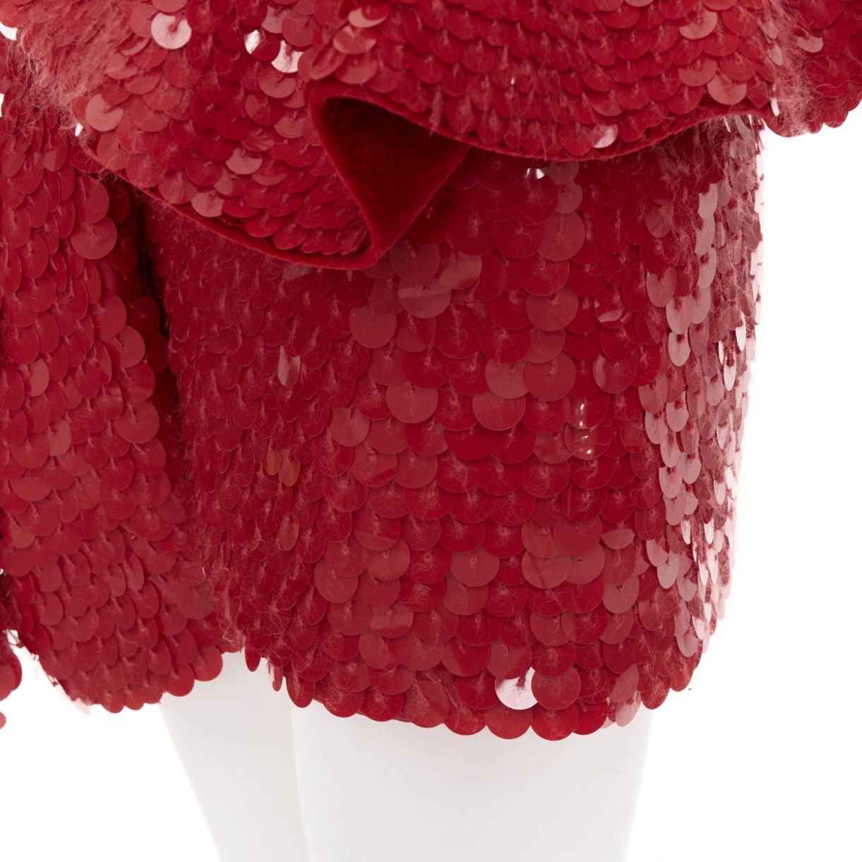 Alexandre Vauthier ALEXANDRE VAUTHIER COUTURE SS2022 Runway red gradient bead sequin pailette belted peplum jacket skirt Size S / US 4 / IT 40 - 10 Thumbnail
