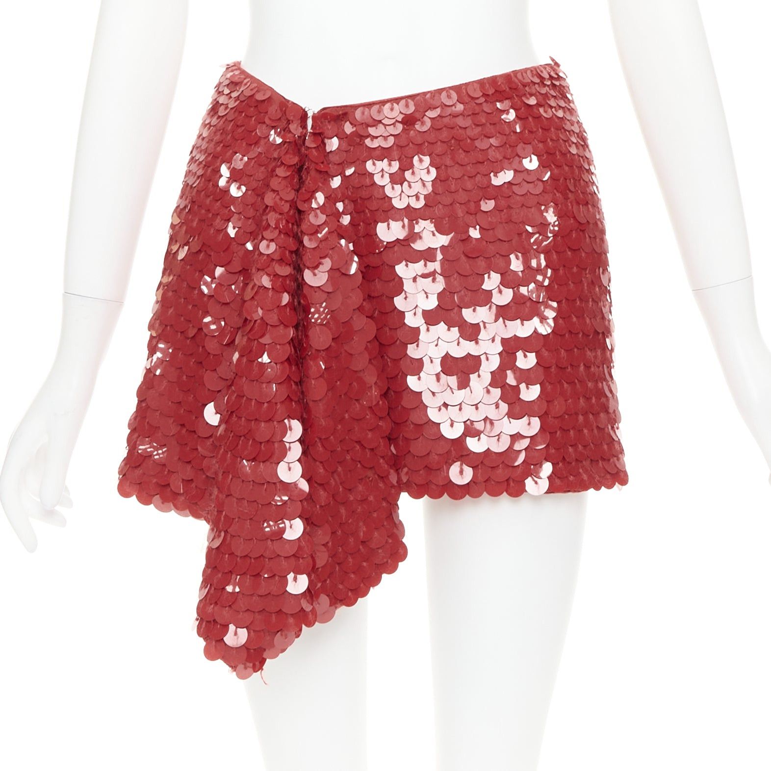 Alexandre Vauthier ALEXANDRE VAUTHIER COUTURE SS2022 Runway red gradient bead sequin pailette belted peplum jacket skirt Size S / US 4 / IT 40 - 7 Thumbnail