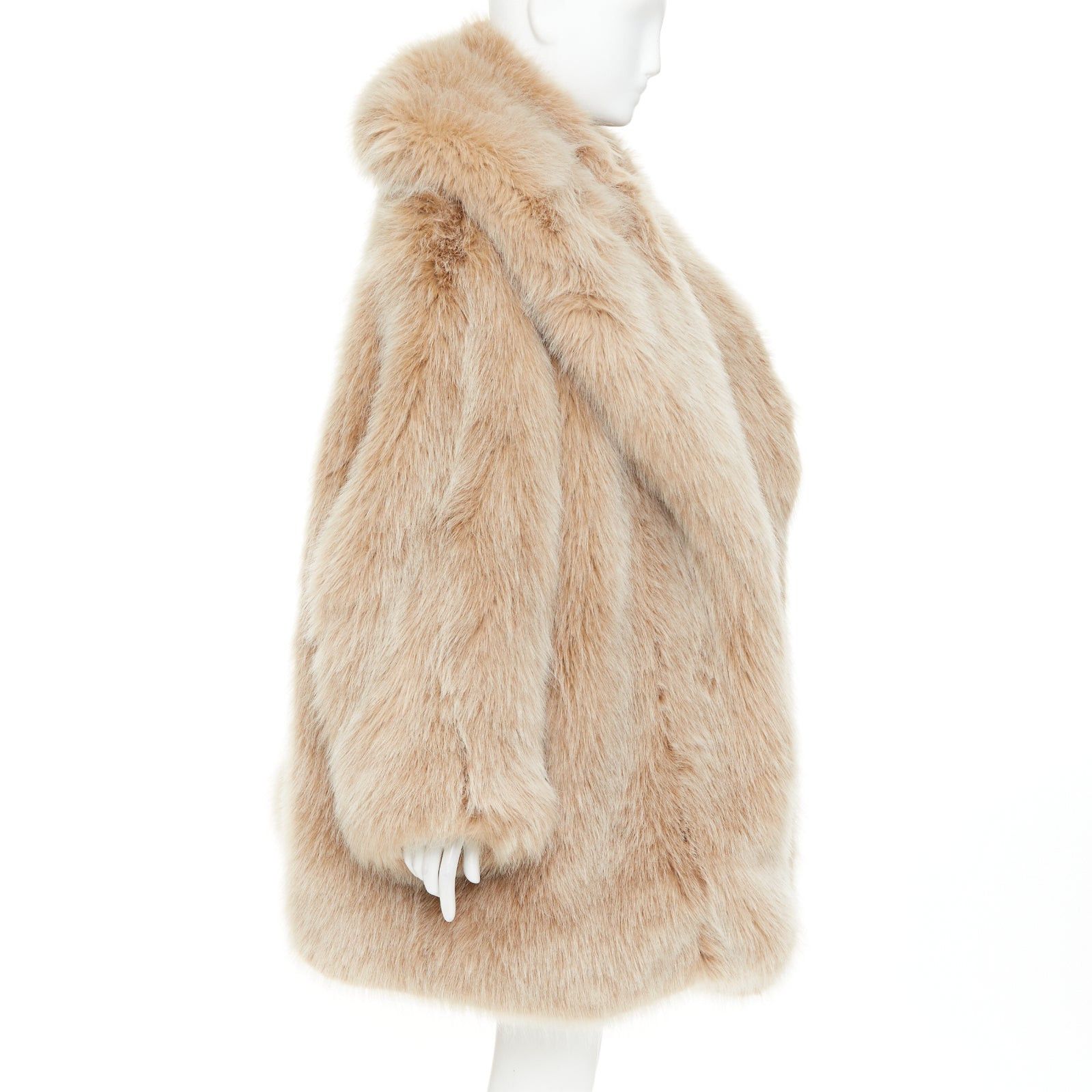 Alexandre Vauthier rare ALEXANDRE VAUTHIER SS2023 beige brown faux fur exaggerated oversized shawl collar coat Size XL / US 12-14 / IT 48-50 - 4 Thumbnail