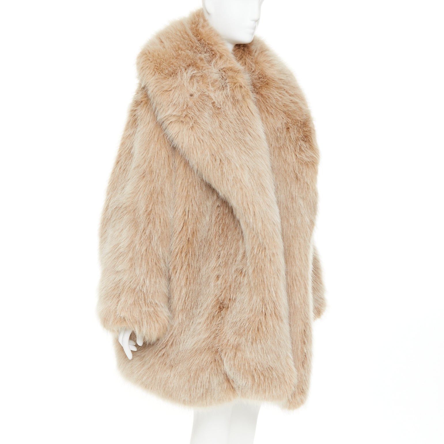 Alexandre Vauthier rare ALEXANDRE VAUTHIER SS2023 beige brown faux fur exaggerated oversized shawl collar coat Size XL / US 12-14 / IT 48-50 - 3 Thumbnail