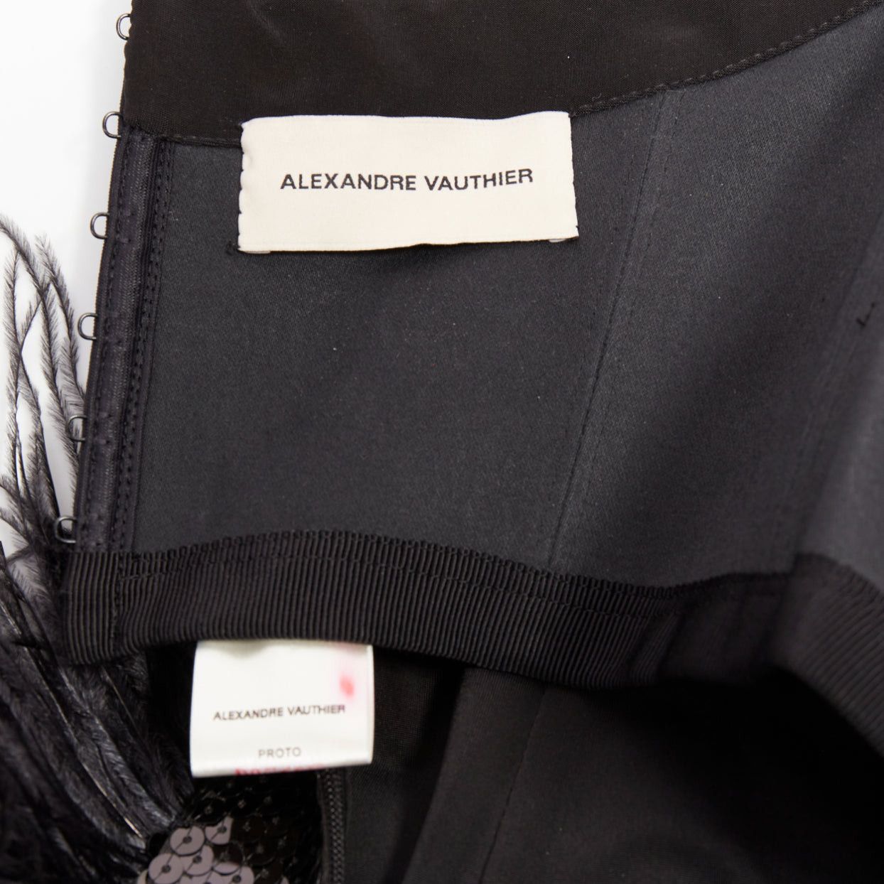 Alexandre Vauthier ALEXANDRE VAUTHIER SS2022 Runway black sequin pailette ostrich feather hem sweetheart mini dress Size S / US 4 / IT 40 - 8 Thumbnail