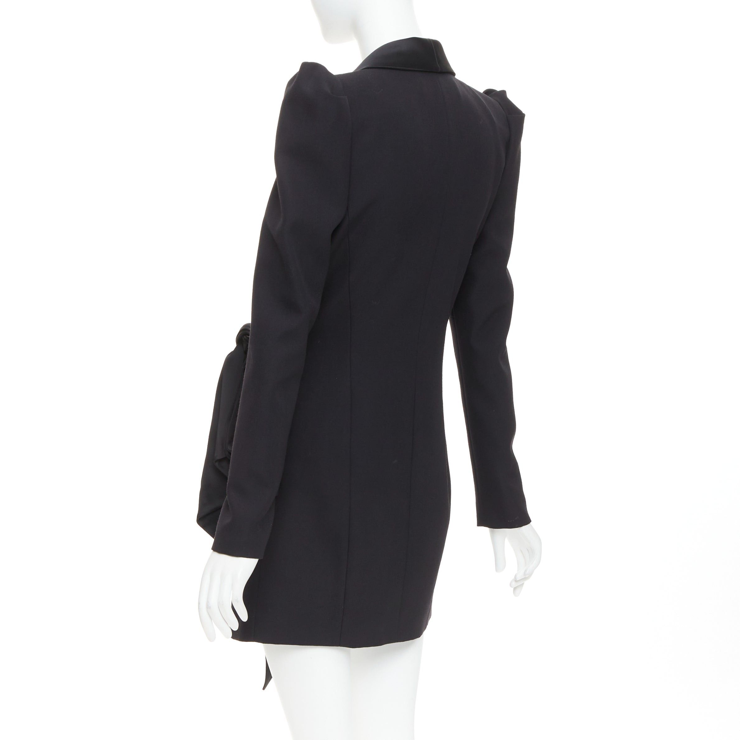 Alexandre Vauthier ALEXANDRE VAUTHIER COUTURE SS2018 Runway black wool pagoda shoulder satin tie blazer dress FR36 S Size S / US 4 / IT 40 - 6 Thumbnail