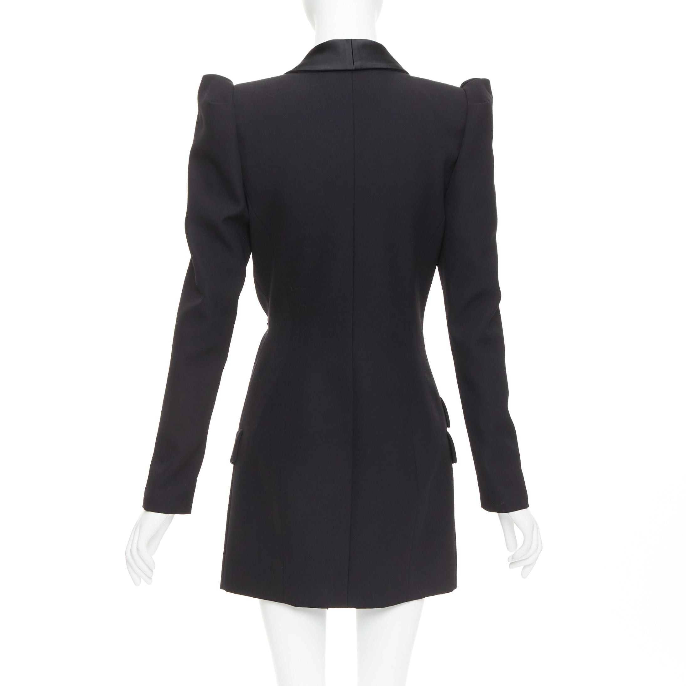 Alexandre Vauthier ALEXANDRE VAUTHIER COUTURE SS2018 Runway black wool pagoda shoulder satin tie blazer dress FR36 S Size S / US 4 / IT 40 - 5 Thumbnail