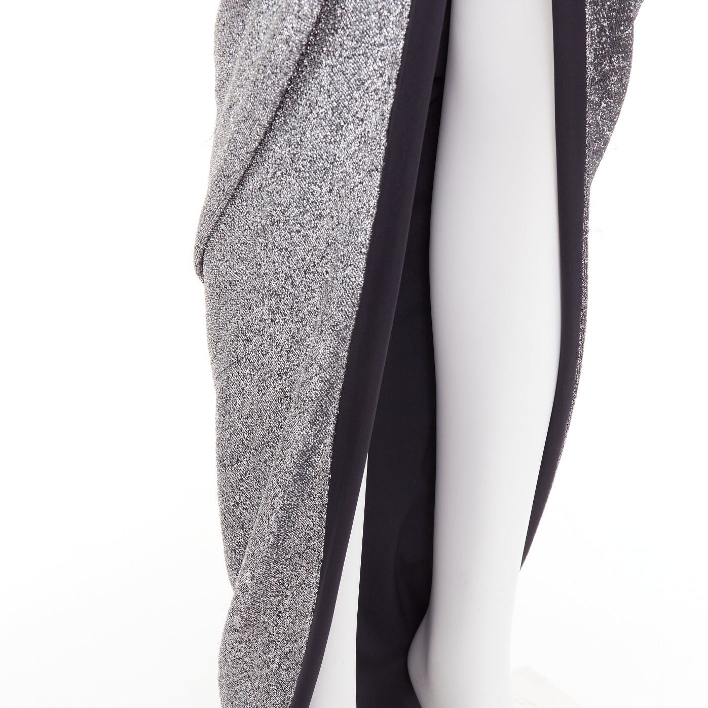 Alexandre Vauthier ALEXANDRE VAUTHIER metallic silver lurex knit side ruched backless crystal pave halter dress Size S / US 4 / IT 40 - 9 Thumbnail