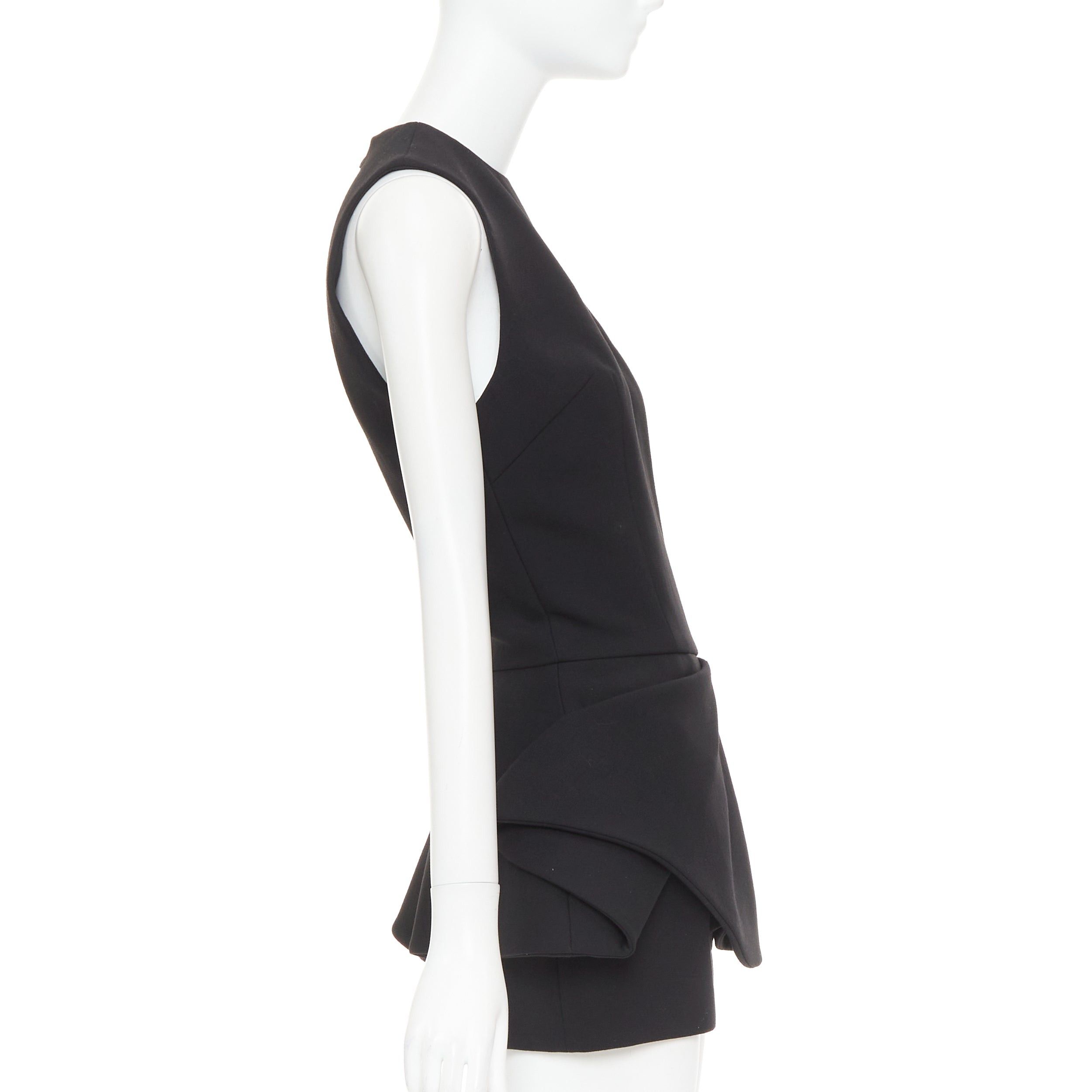 Alexandre Vauthier ALEXANDRE VAUTHIER black wool crepe asymmetric peplum ruffle dress Size S / US 4 / IT 40 - 4 Thumbnail