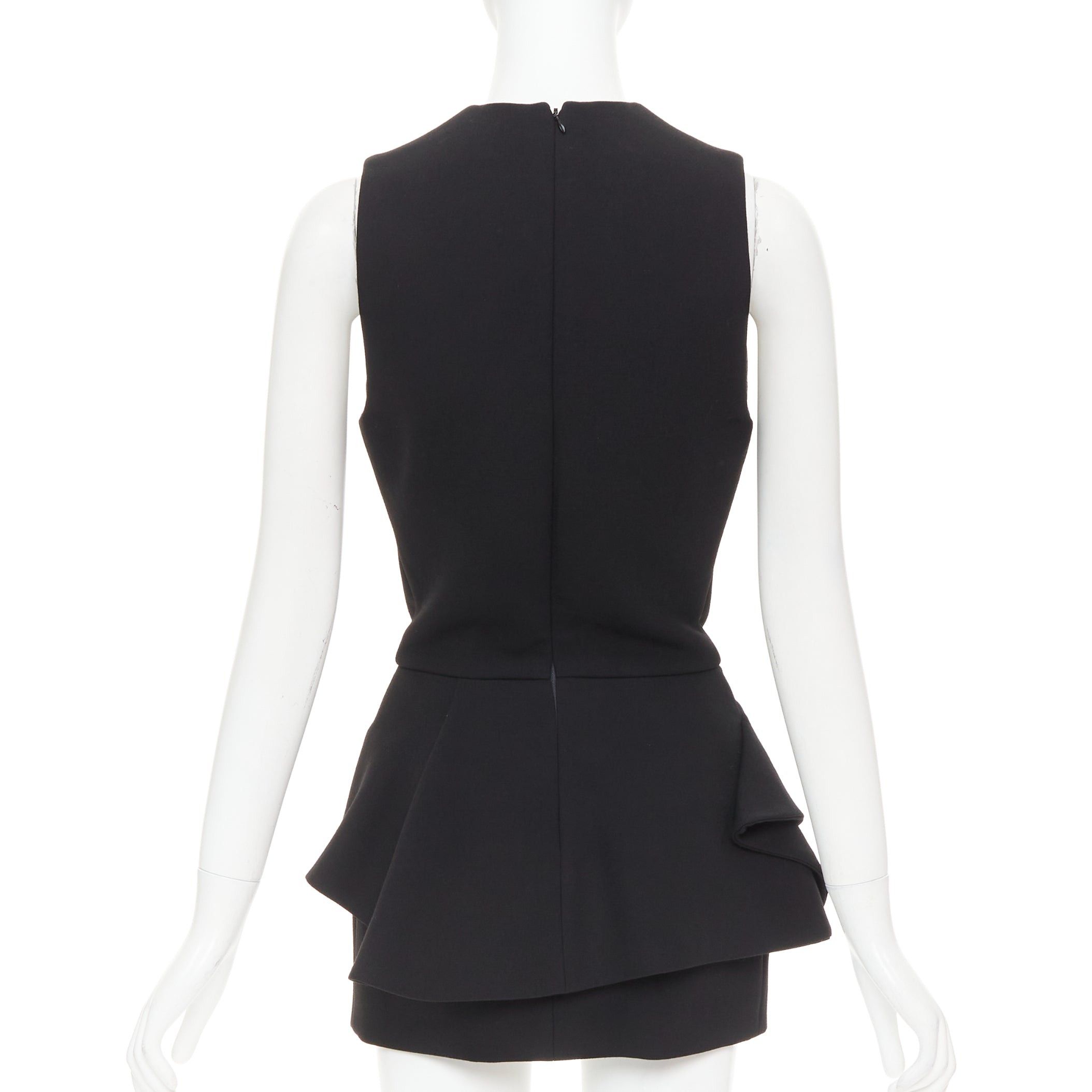 Alexandre Vauthier ALEXANDRE VAUTHIER black wool crepe asymmetric peplum ruffle dress Size S / US 4 / IT 40 - 5 Thumbnail