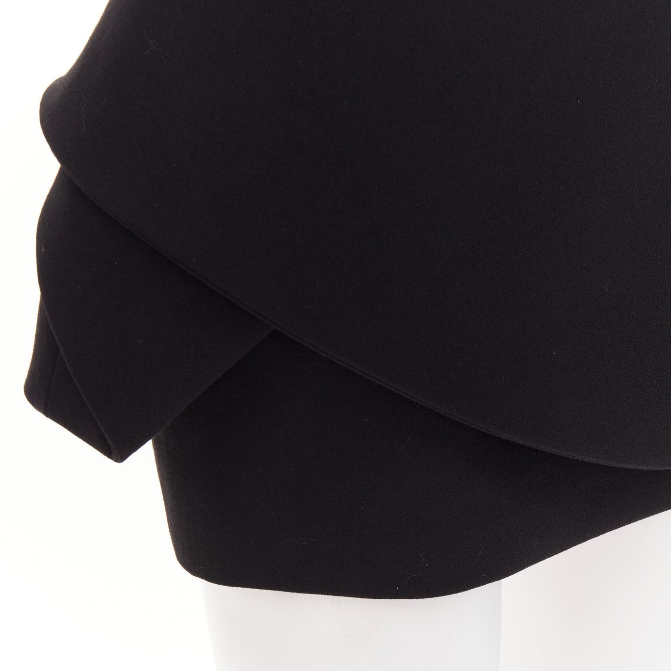 Alexandre Vauthier ALEXANDRE VAUTHIER black wool crepe asymmetric peplum ruffle dress Size S / US 4 / IT 40 - 2 Thumbnail
